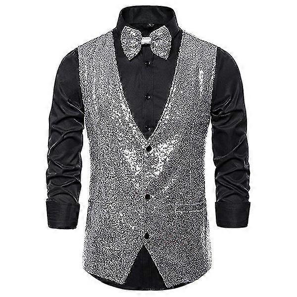 Pánská flitrová vesta Shiny Suit Vesta S výstřihem do V Party Šaty