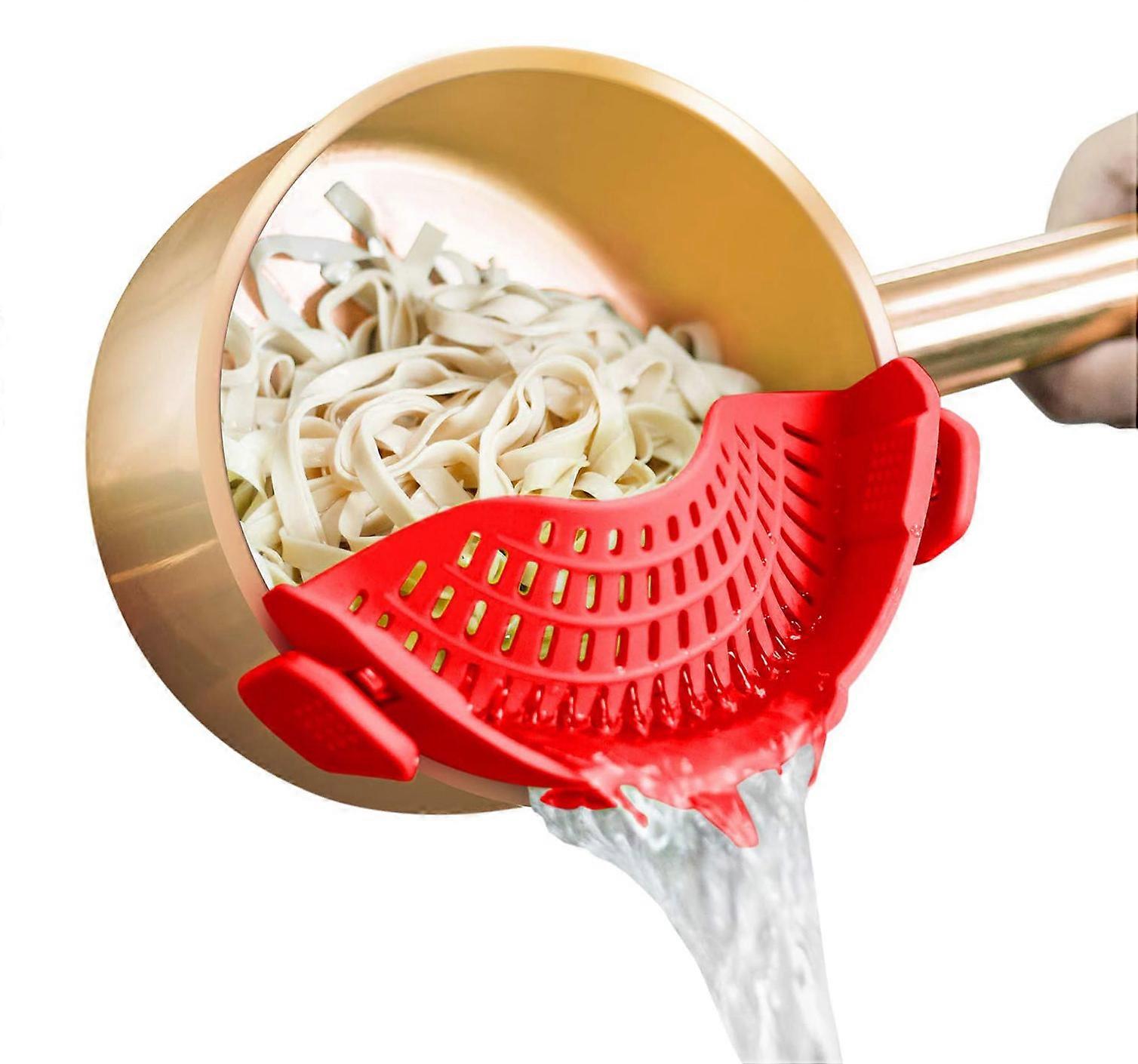 Clip-On Silicone Strainer for Easy Draining of Meat, Vegetables, and Fruit from Pots and Pans