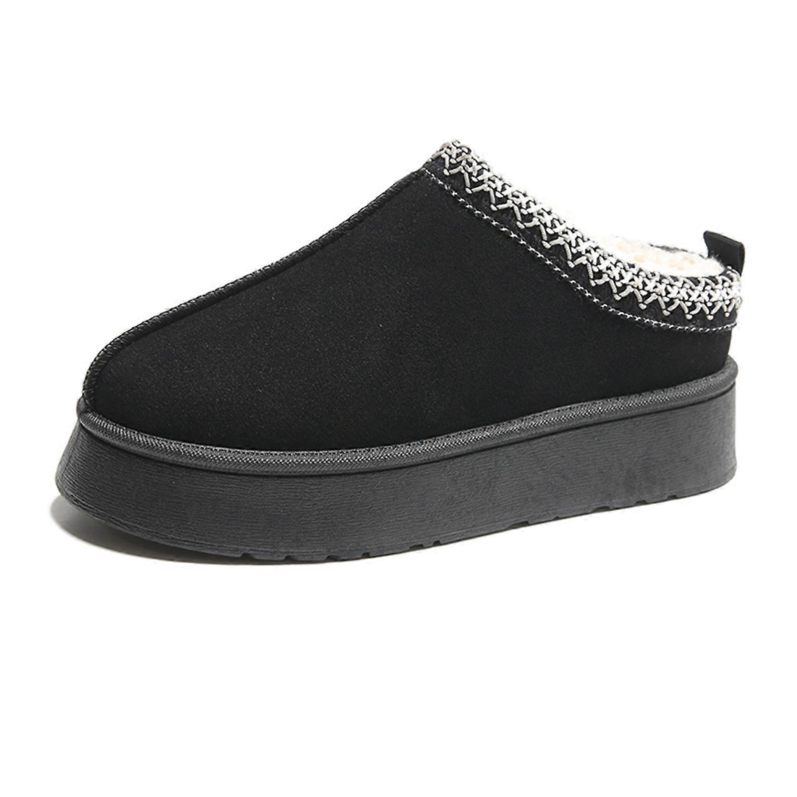 Nové Dámské Teplé Útulné Fuzzy Sherpa Fleece Podšívka Domácí pantofle S Platformou Potisky Podešev