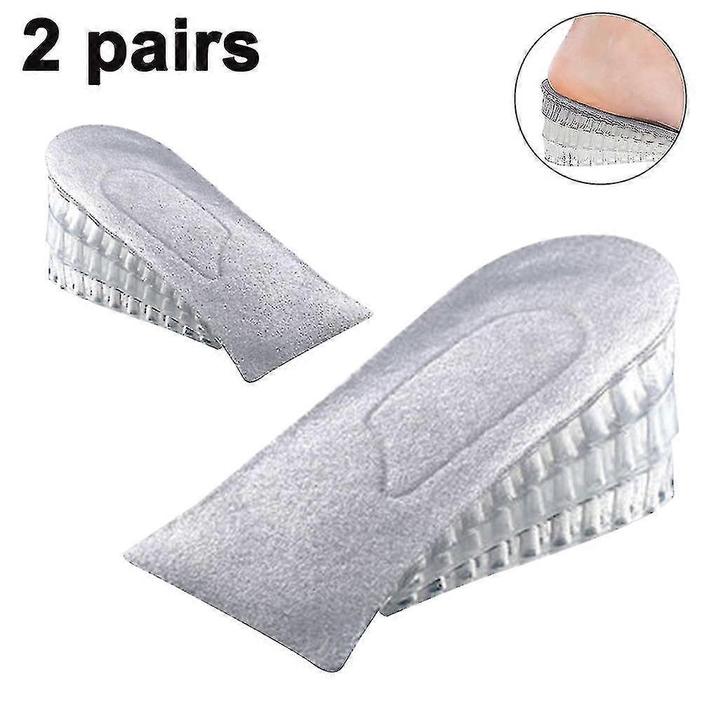 2 Pairs Heel Lift Inserts Height Increase Insole Invisible Heightening Insole Sillicone 3-layer Heel Support Insoles Height-adjustable Shoe Pads Foot