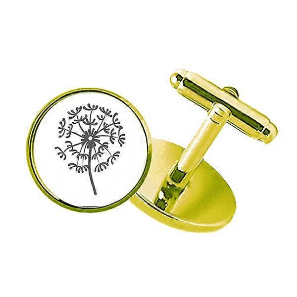 フラワーアウトラインタンポポスタッズビジネスメタルカフリンクスゴールデン