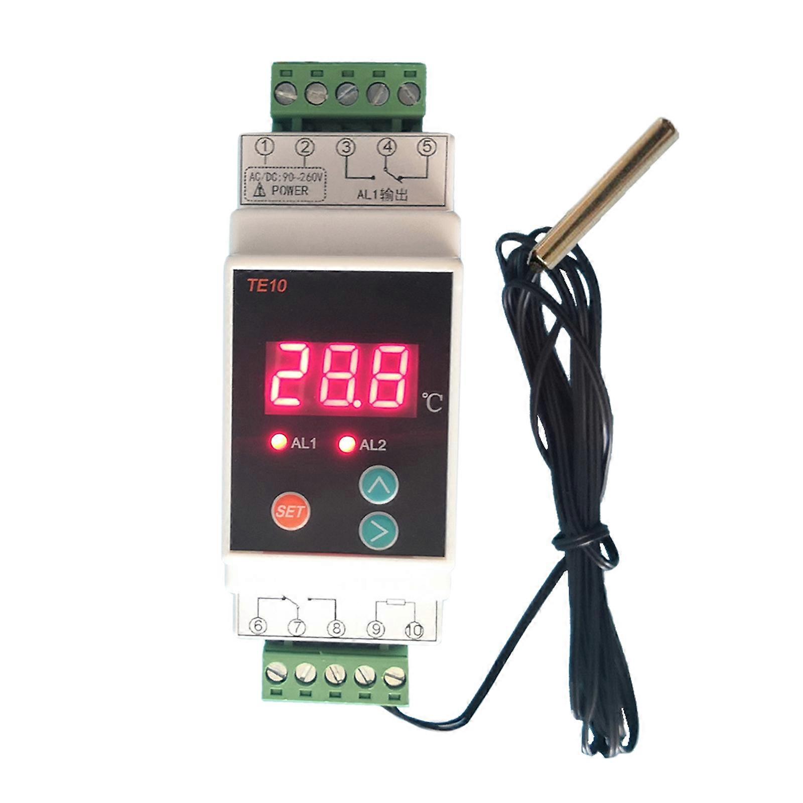 2 Way Relay Output Temperature Alarm Controller Din Rail Thermostat with Sensor