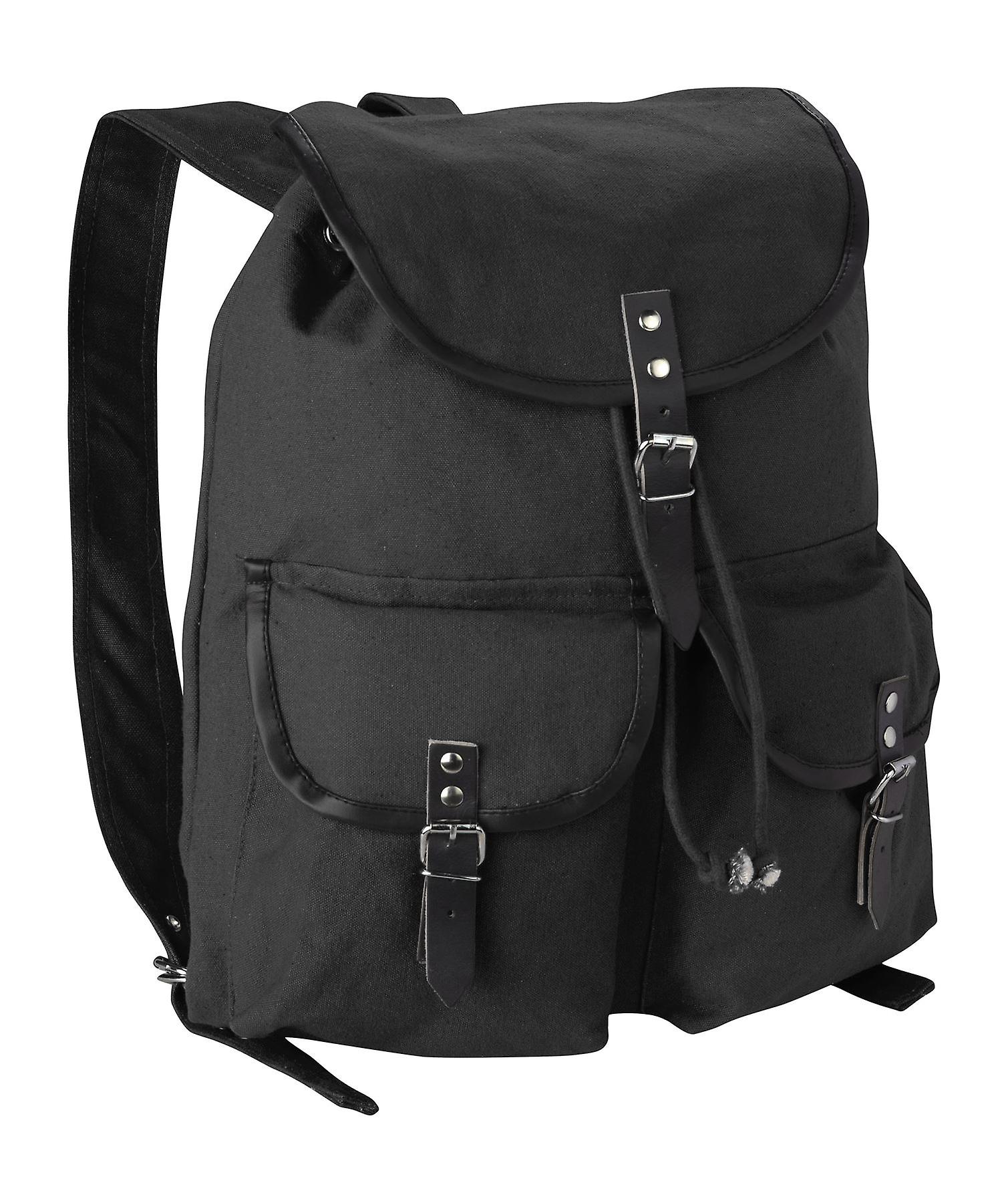 Canvas Backpack Rucksack Daypack Leather Straps