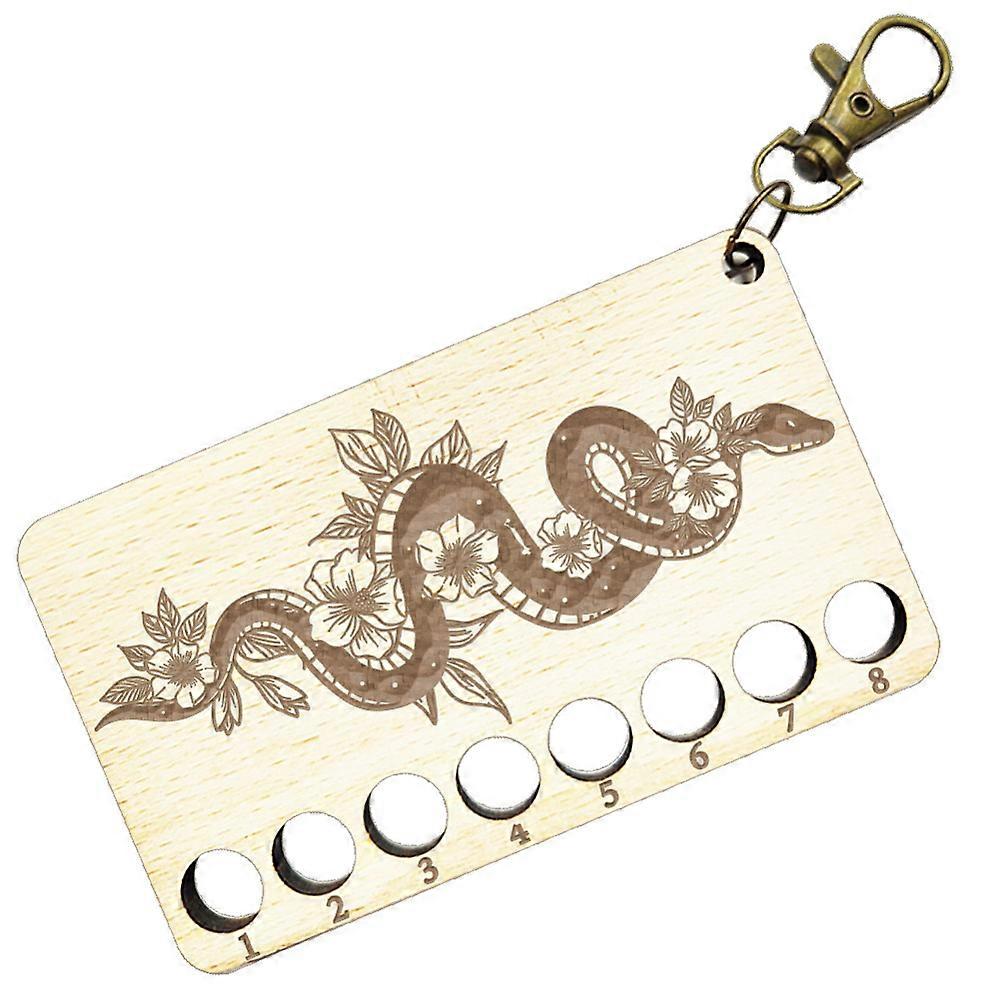 1 Pc Wood Needlework Project Card Snake and Flower Floss Thread Holder 10mm Hole 8 Positions Winding Plate Board with Clasp for DIY Sewing Storage Thr