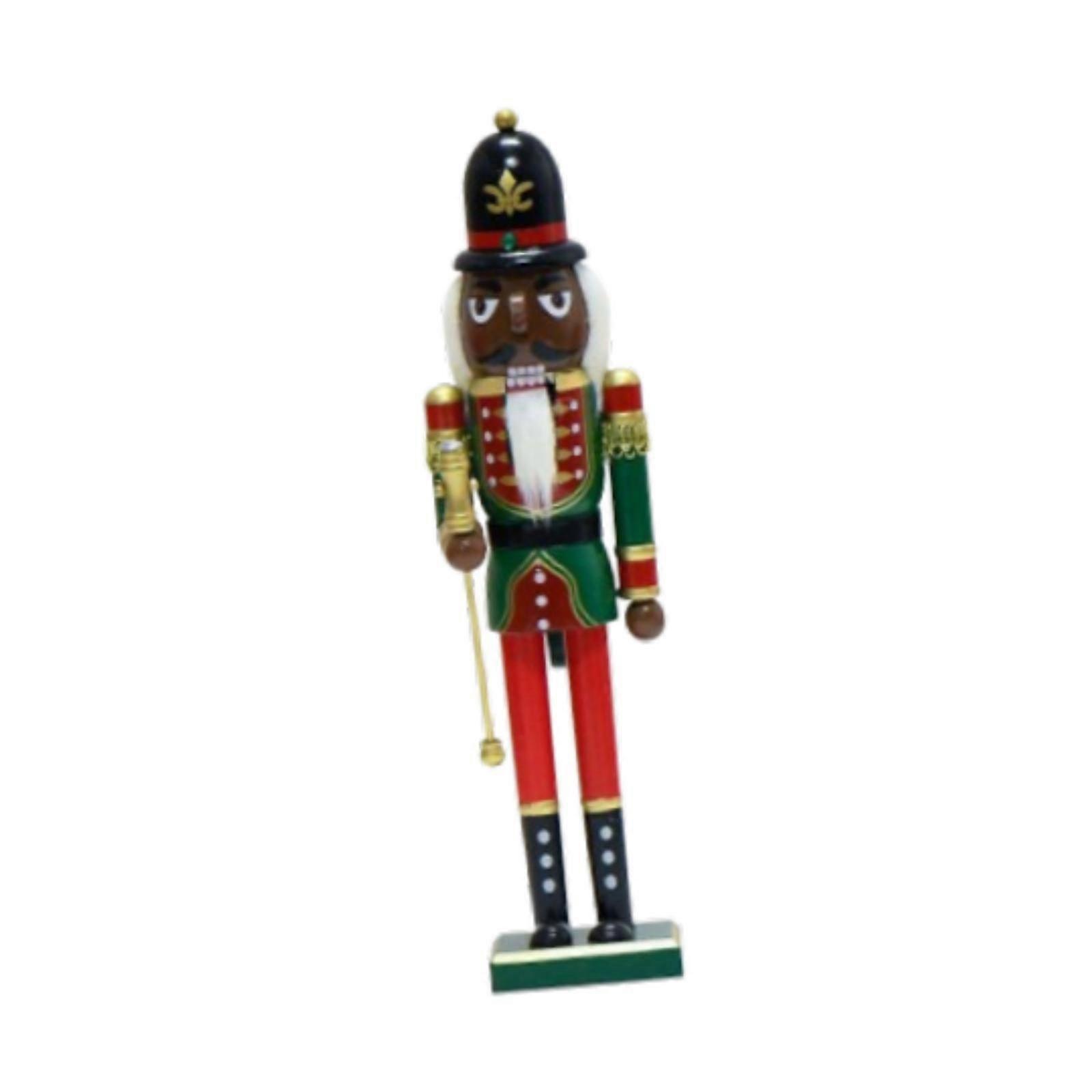 Nutcracker King Statue Wood Nutcracker Sculpture for Home Decor Desktop Xmas