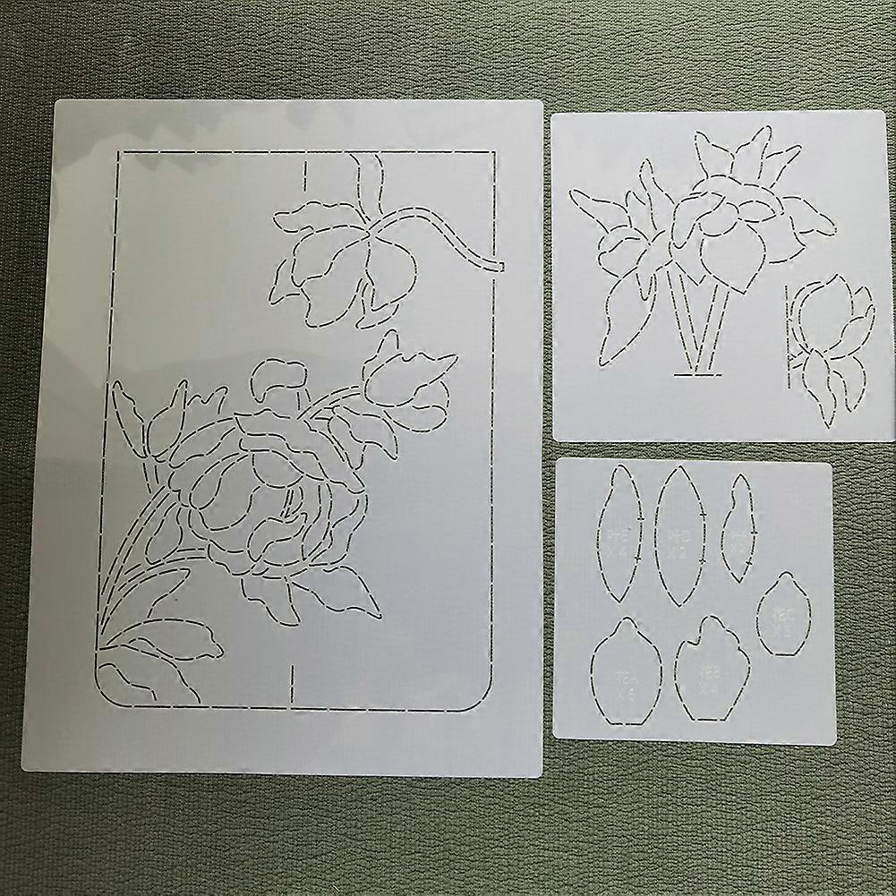 Classic Plastic Embroidery Templates DIY Floral Pattern Shoulder Bag Reusable Drawing Template for DIY Crafting Art