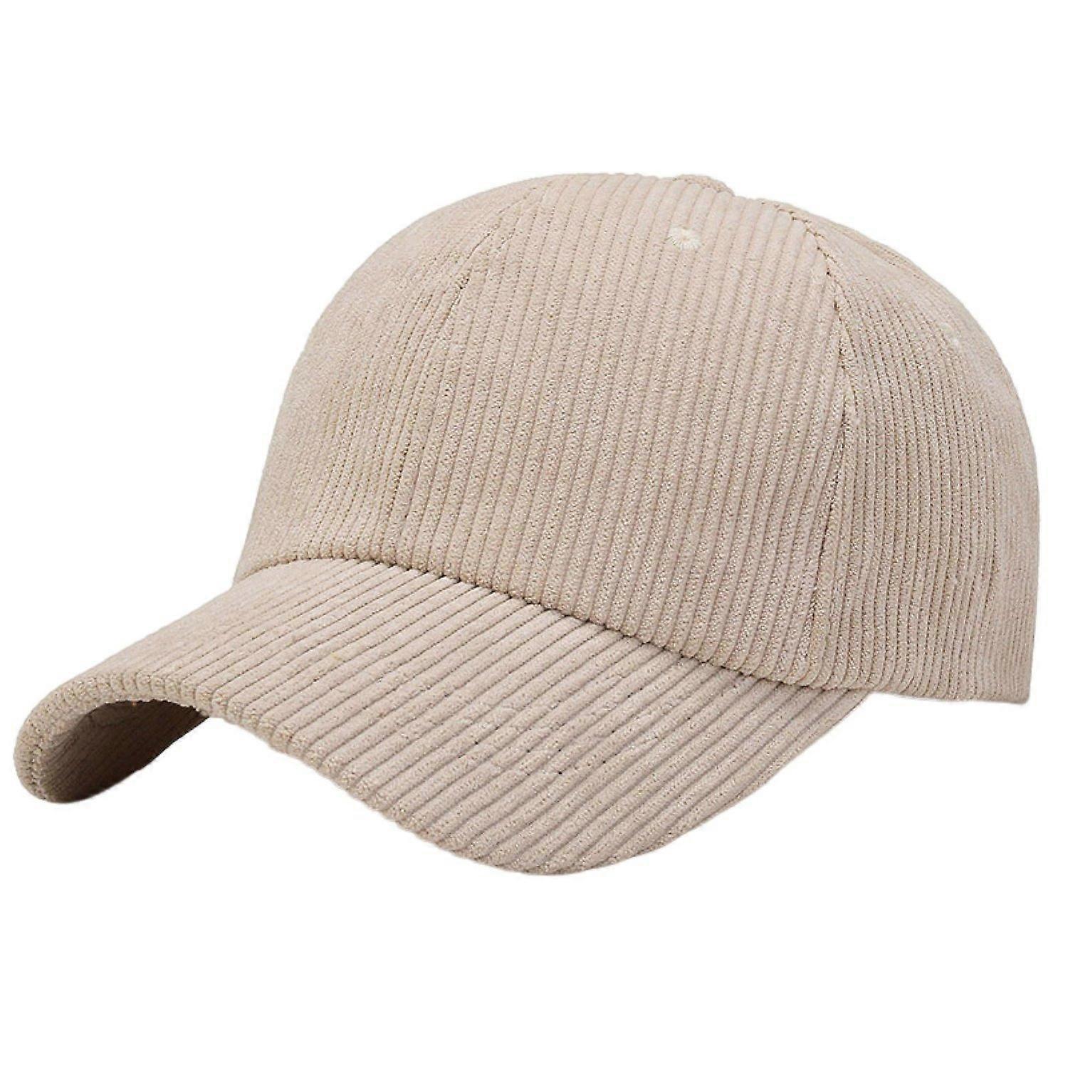 Corduroy Baseball Hat Large Brim Thick Striped Texture Peaked Cap Solid Color Adjustable