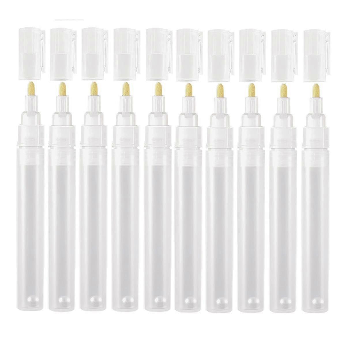 10Pack 3mm Empty Fillable Blank Paint Touch Up Pen Markers, Round Tilted- Paint Marker Pens for Art
