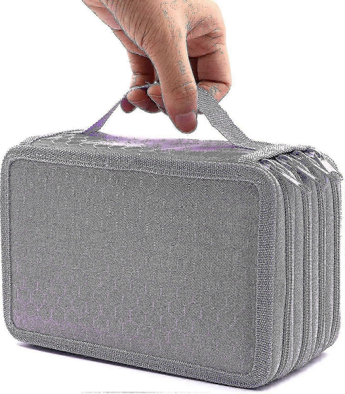 72 Slots 4-layer Zipper Pencil Case With Handle Strap, Oxford Fabric