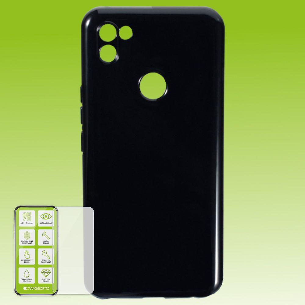 适用于 Gigaset GS5 / GS5 Lite 硅胶壳 TPU 黑色 + 0.26 H9 玻璃手机壳保护套