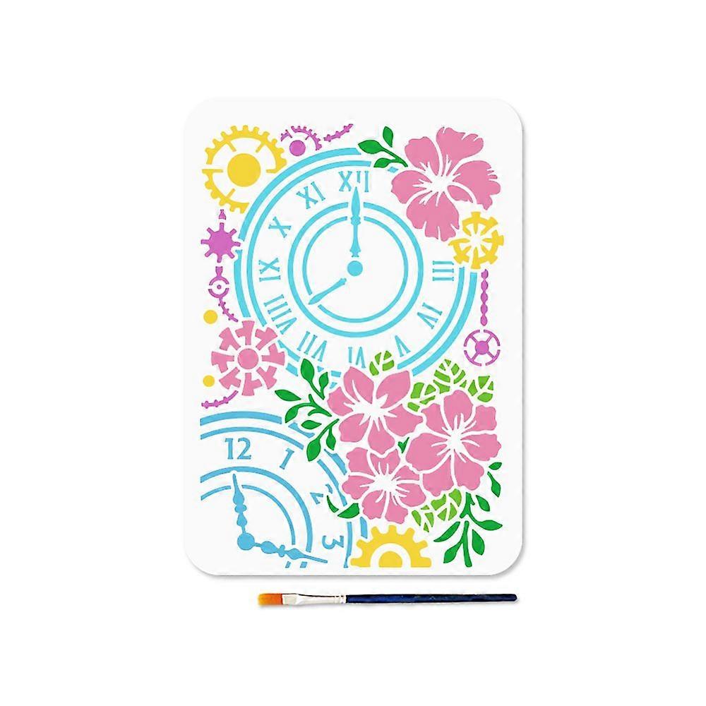 1pc PET Hollow Out Drawing Painting Stencils for DIY Scrapbook Photo Album Clock 210x297mm
