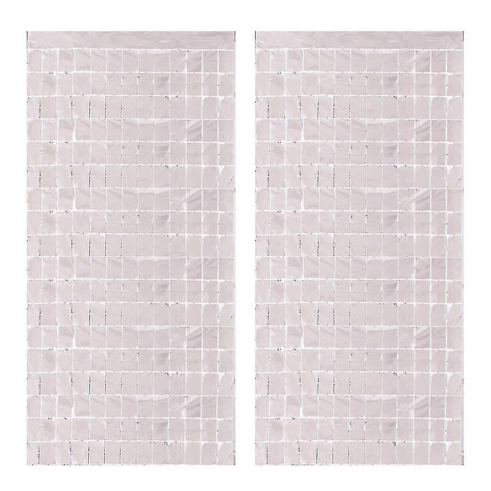 2pcs Square Foil Fringe Backdrop Curtain Tinsel Curtain Backdrop