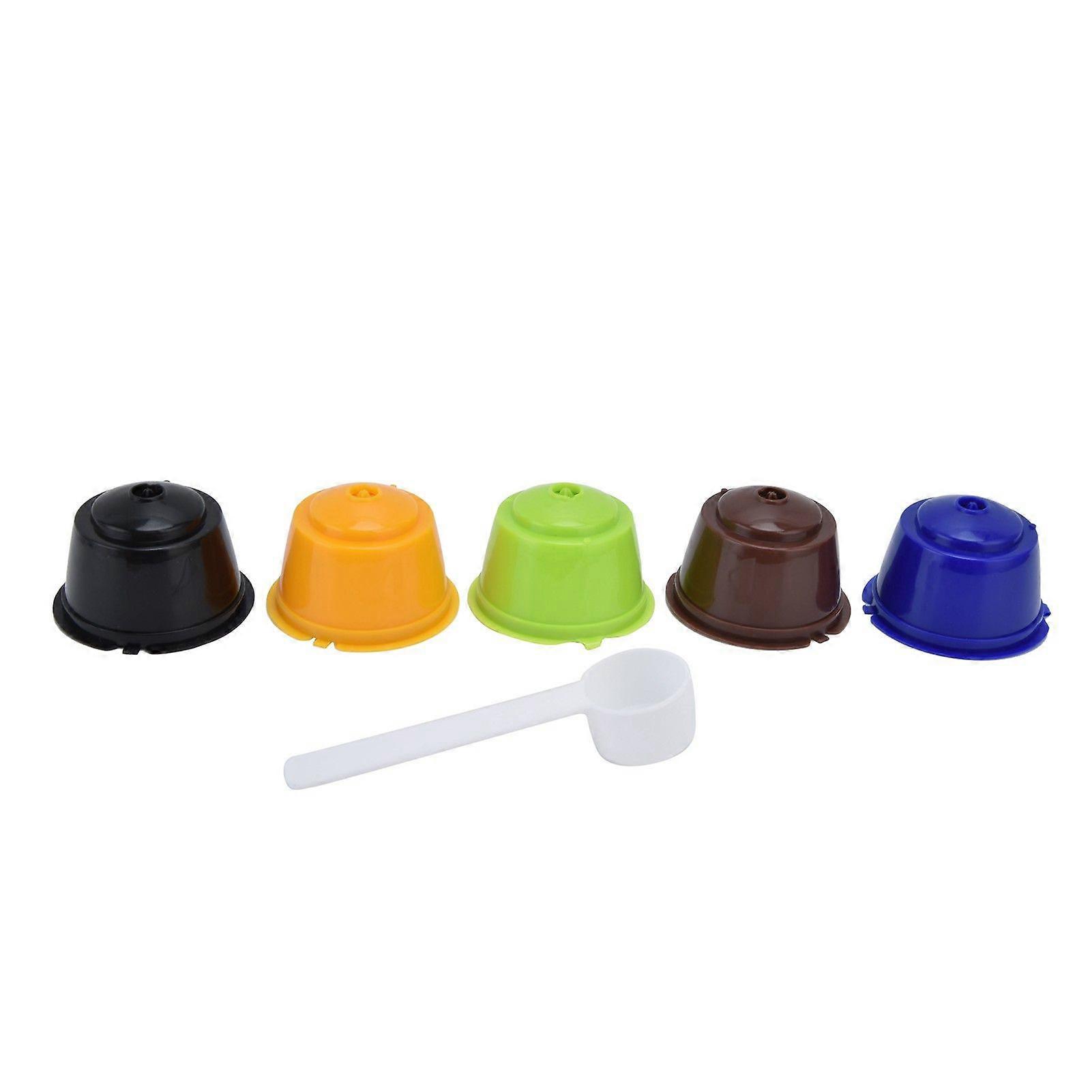 5 Pz Cialde di Caffè Riutilizzabili 50ml Capsula di Caffè Ricaricabile con Cucchiaio Comodo da usare per Dolce Gusto