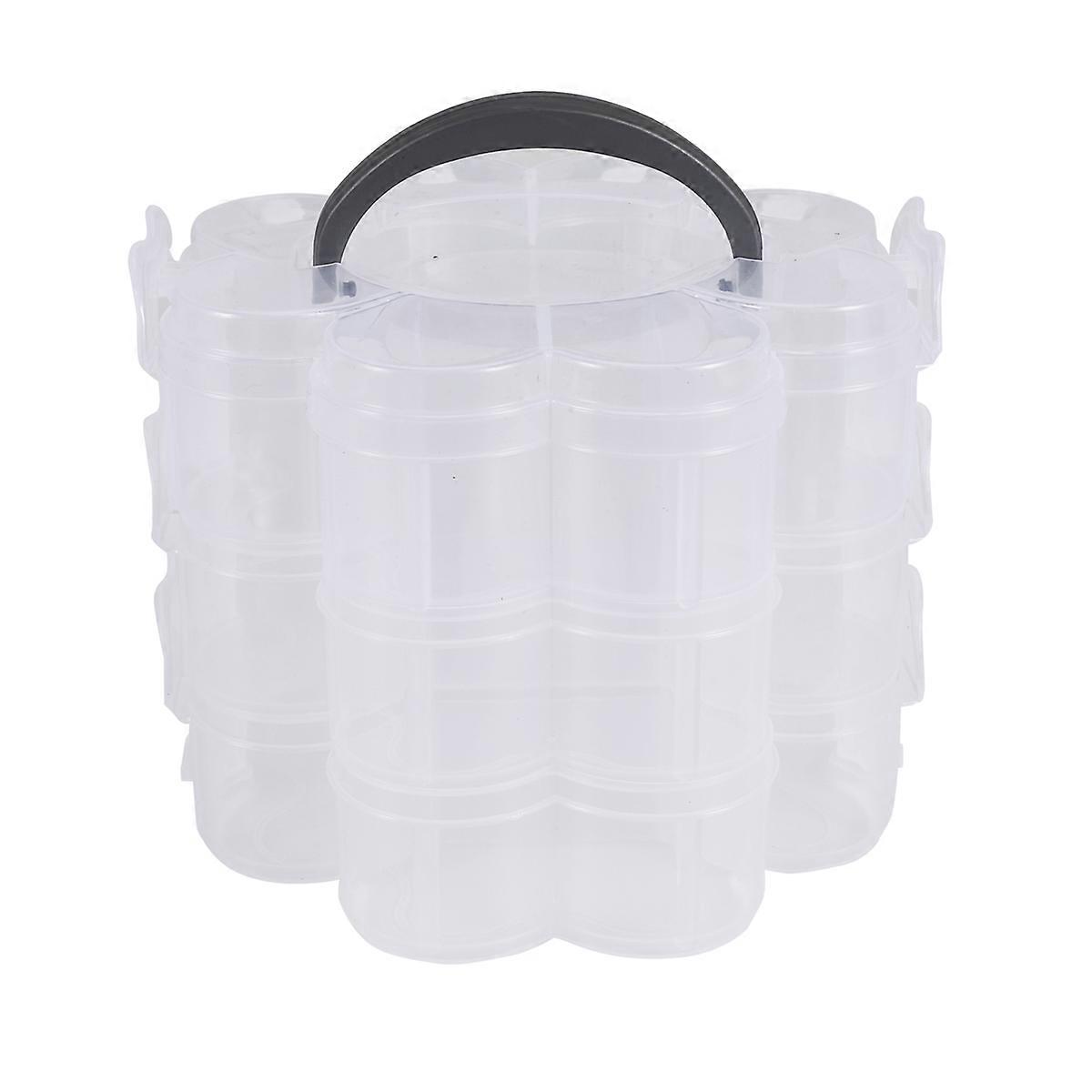 3-Tier Clear Plastic Stackable Organiser Storage Hobby Craft Box Container Jewellery Case - Clear