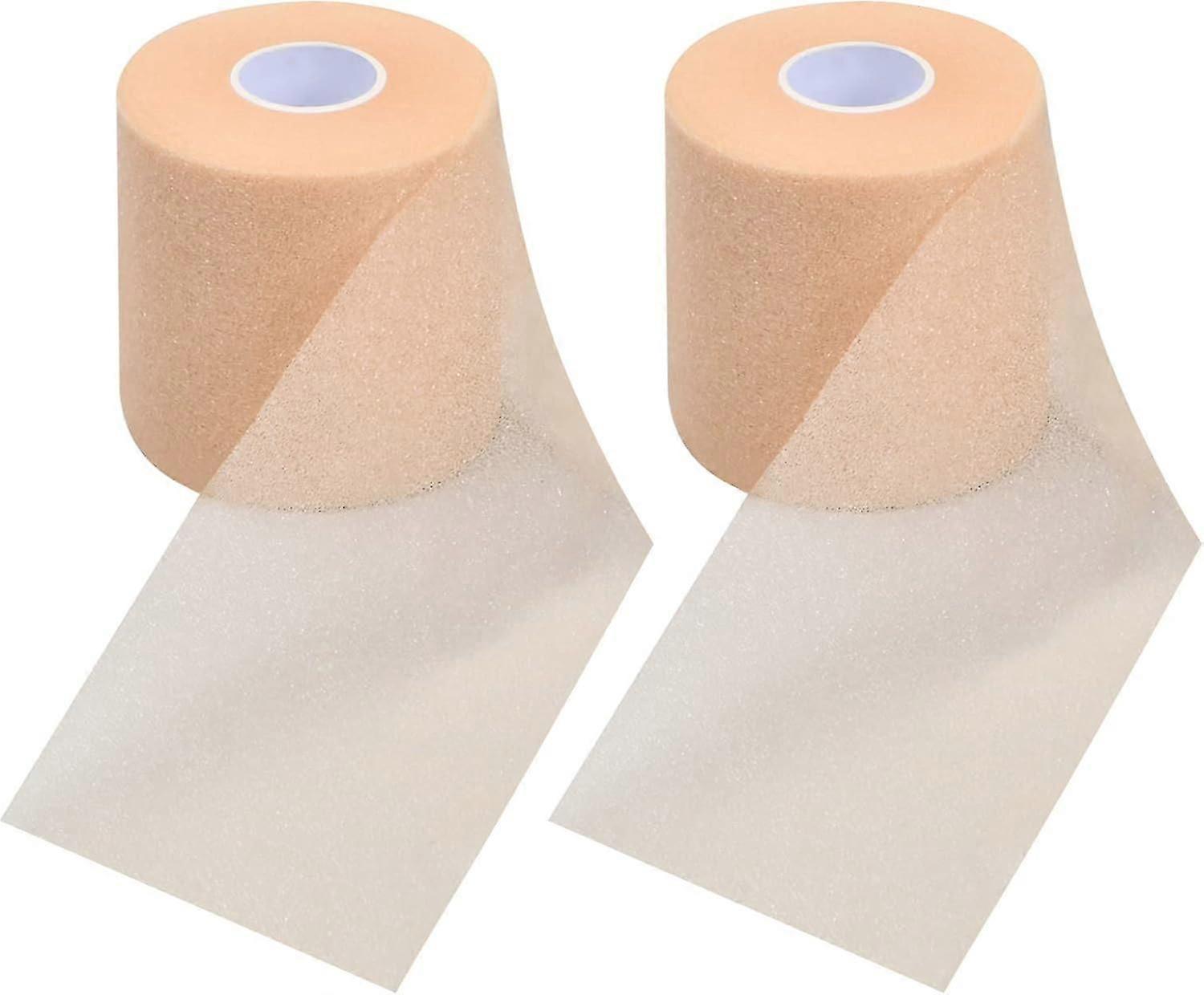 2 Rolls Sports Foam Tape 7cmx27m, Non-Adhesive Hypoallergenic Pre-Wrap for Wrists & Bandages
