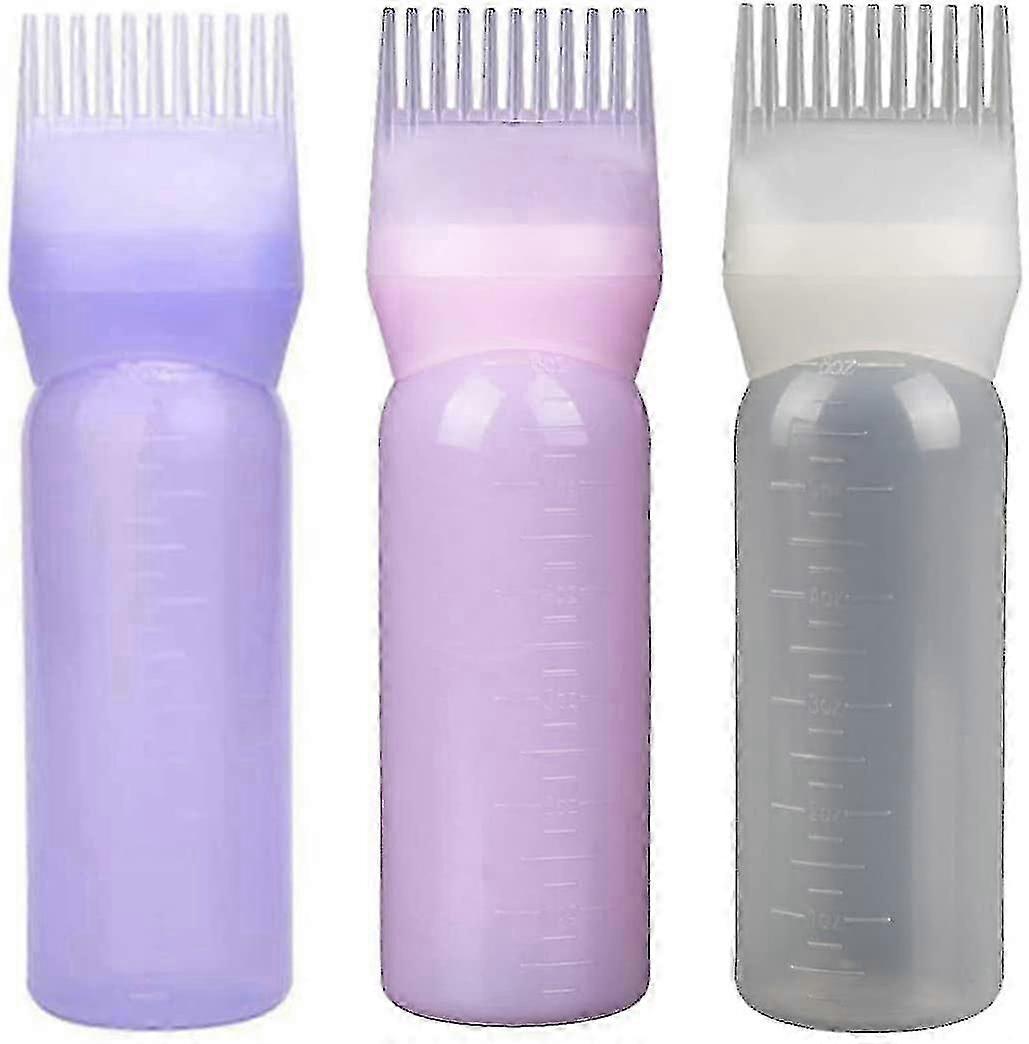 アプリケーターボトルルートコームヘア染料ボトルプラスチックスクイーズボトルヘアカラーリングと頭皮トレアメント用(3個)