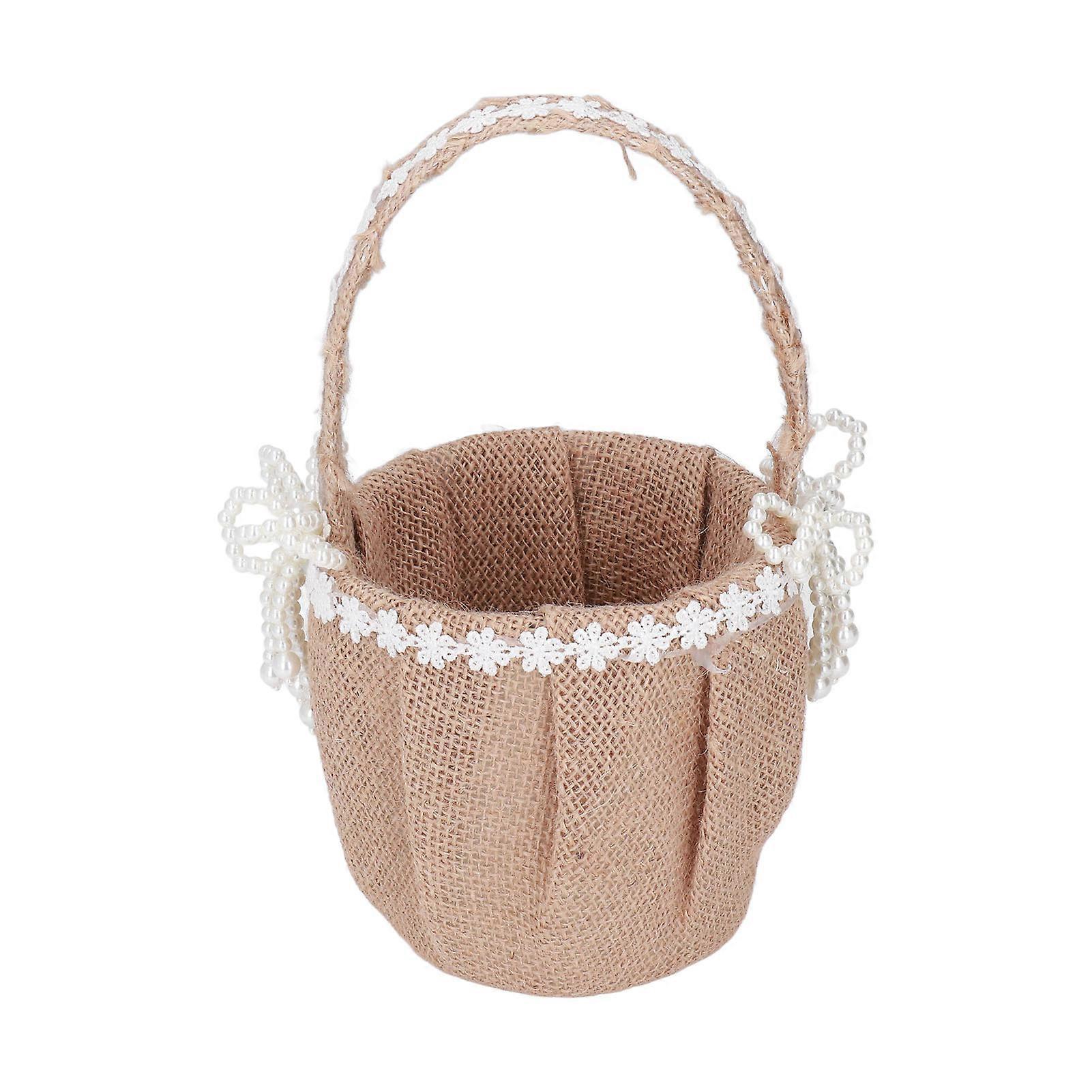 Ring Pillow, Flower Basket, Burlap Bowknot, Vintage