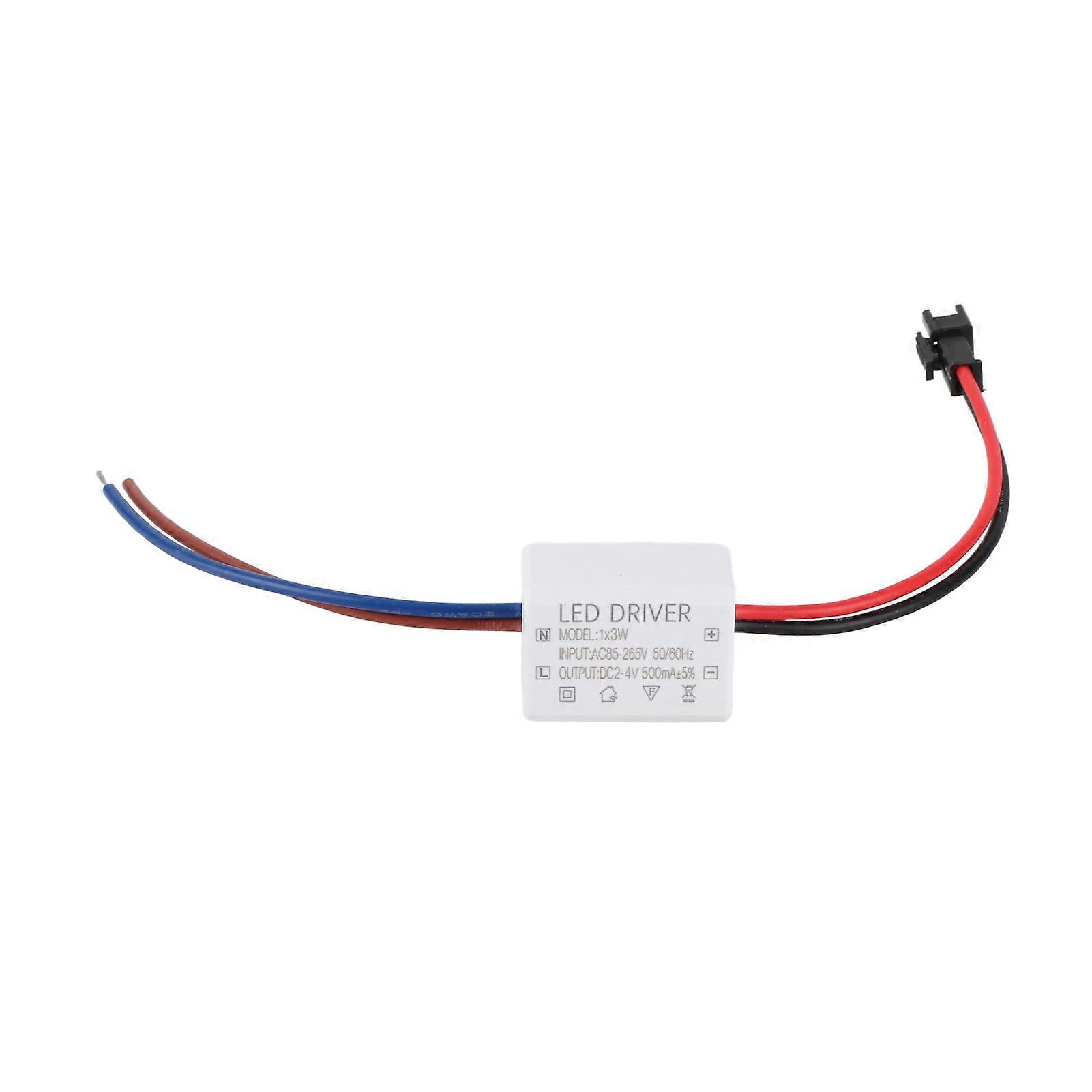 500mA 1 x 3W LED Driver Power Supply, Driver Connector, LED Lamp Transformer, AC 95-265V Input, DC 2-4V Output