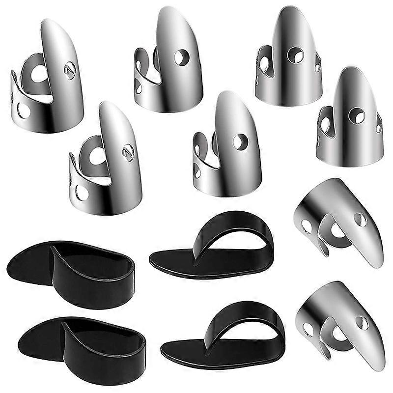 12 pcs. Steel Finger Sets Metal Finger Set Adjustable Bass Picks for Guitar Banjos and Other Instruments