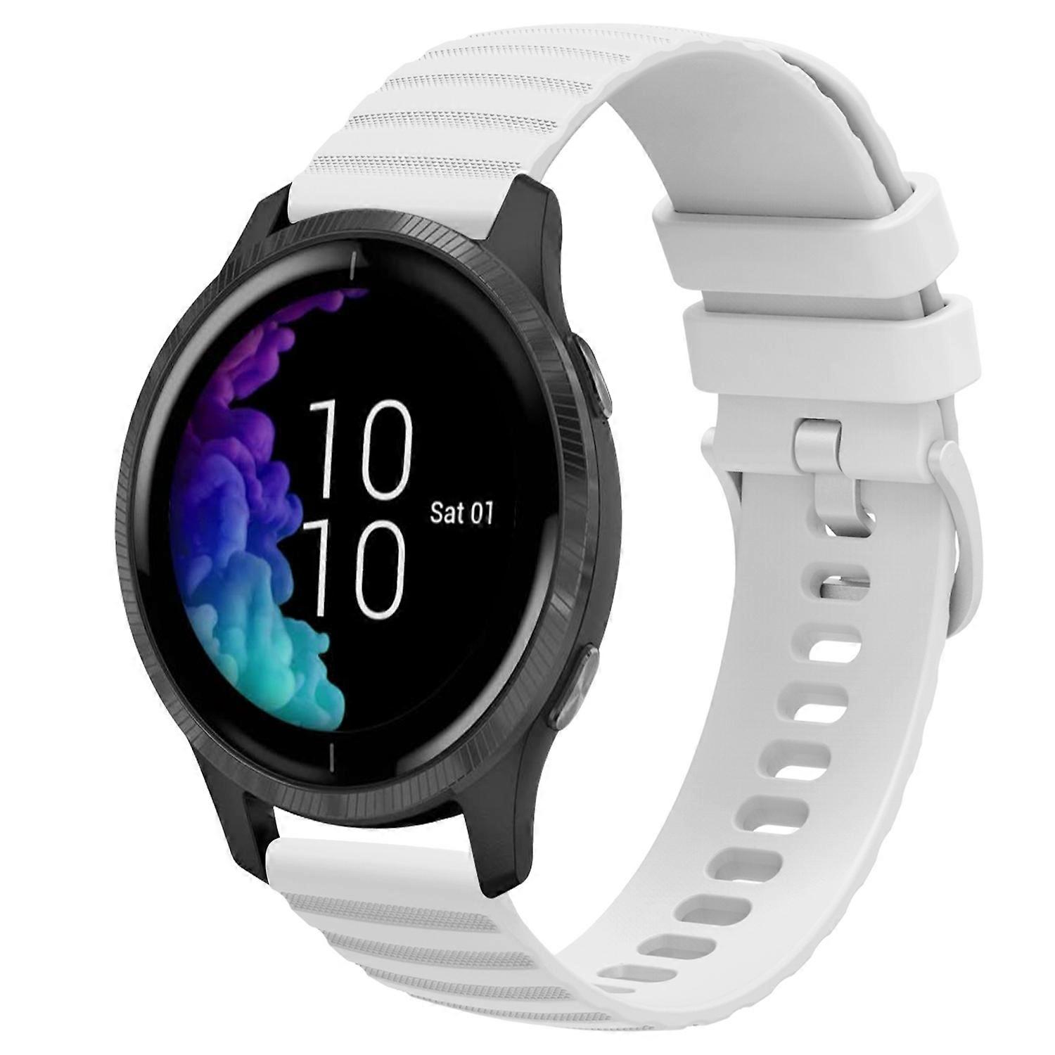 For Garmin Venu 20mm Wavy Dot Pattern Solid Color Silicone Watch Band