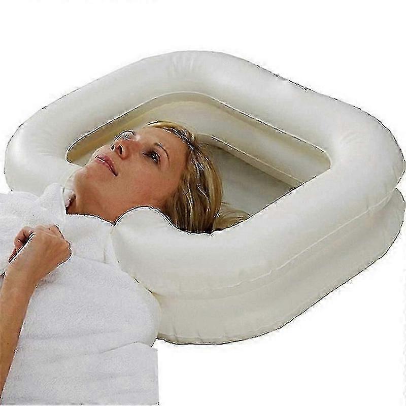 1 Pcs Inflatable Shampoo Basin For Bedside(white) Fg05