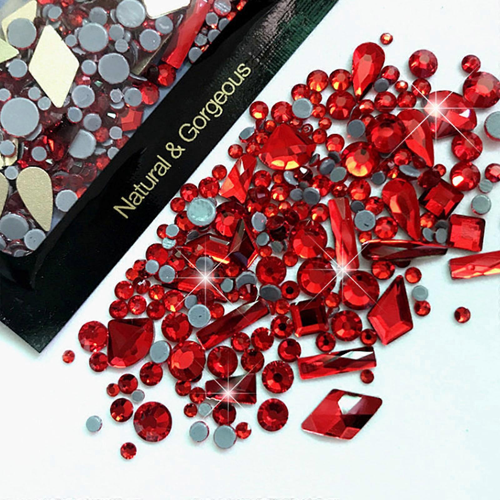 Decorative Flat Bottom Nail Art Rhinestones DIY Nails Decor Showcase Your Manicure with Various Shapes and Styles Big red
