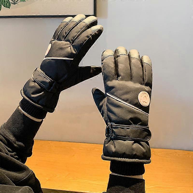 Gloves for Women's Winter Skiing Warm and Plush Thick Full Palm Anti Slip Gloves Touch Screen Windproof and Cold Resistant Five Finger Gloves Cycling