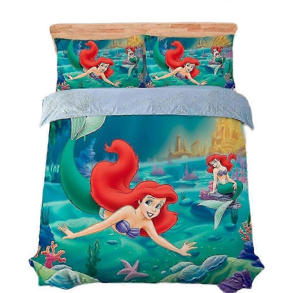 i13 Lençóis Pequena Sereia Conjunto de Cama Dos Desenhos Animados 3D Impresso Ariel Princesa Capa de Edredão Fronhas Colcha Capa Lençóis ggr13