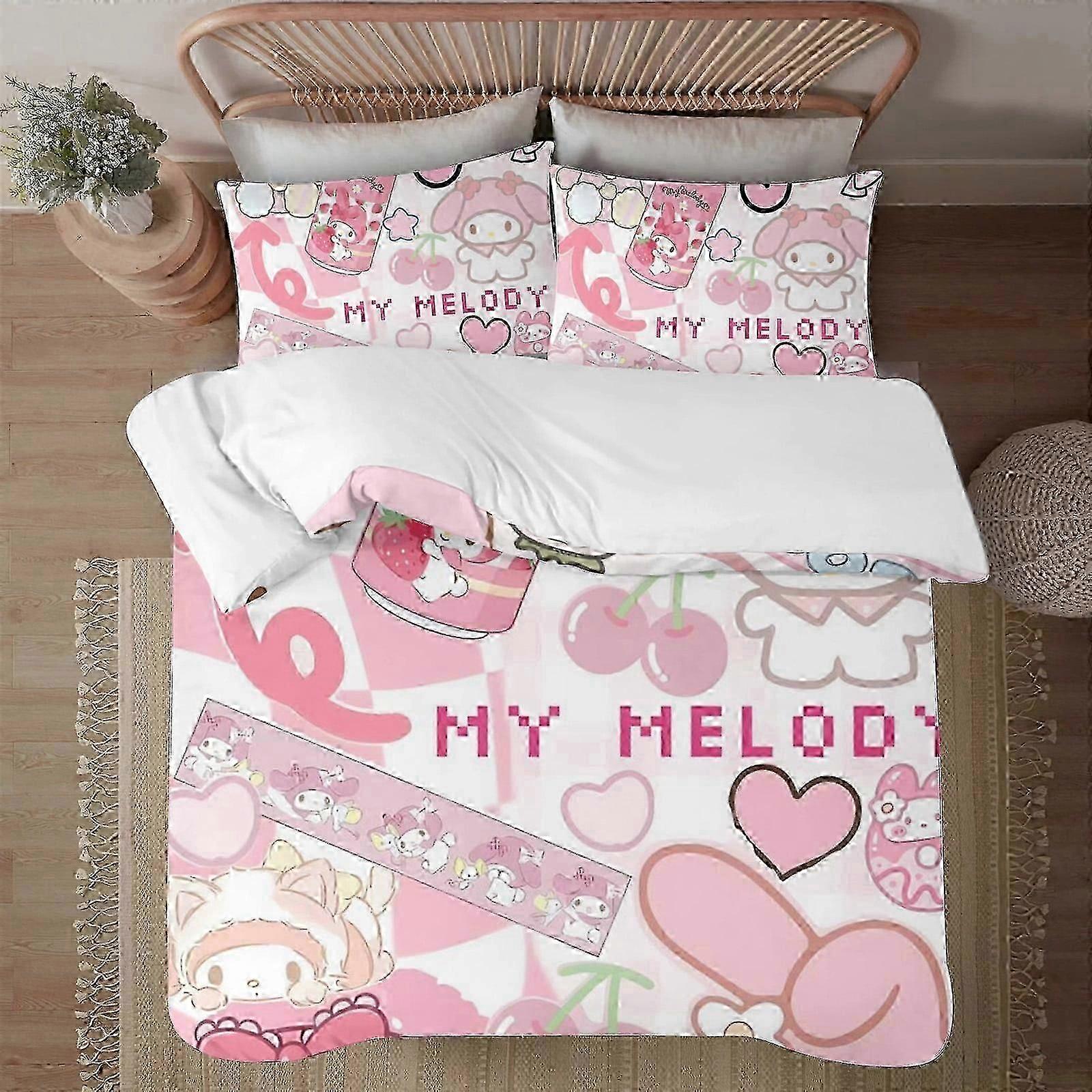o1260 Lakan My Melody Soft3D tryckt påslakan Sängkläder Set med täcke 3 delar set inkluderar örngott och överdrag Mhine Waab (1 täcke