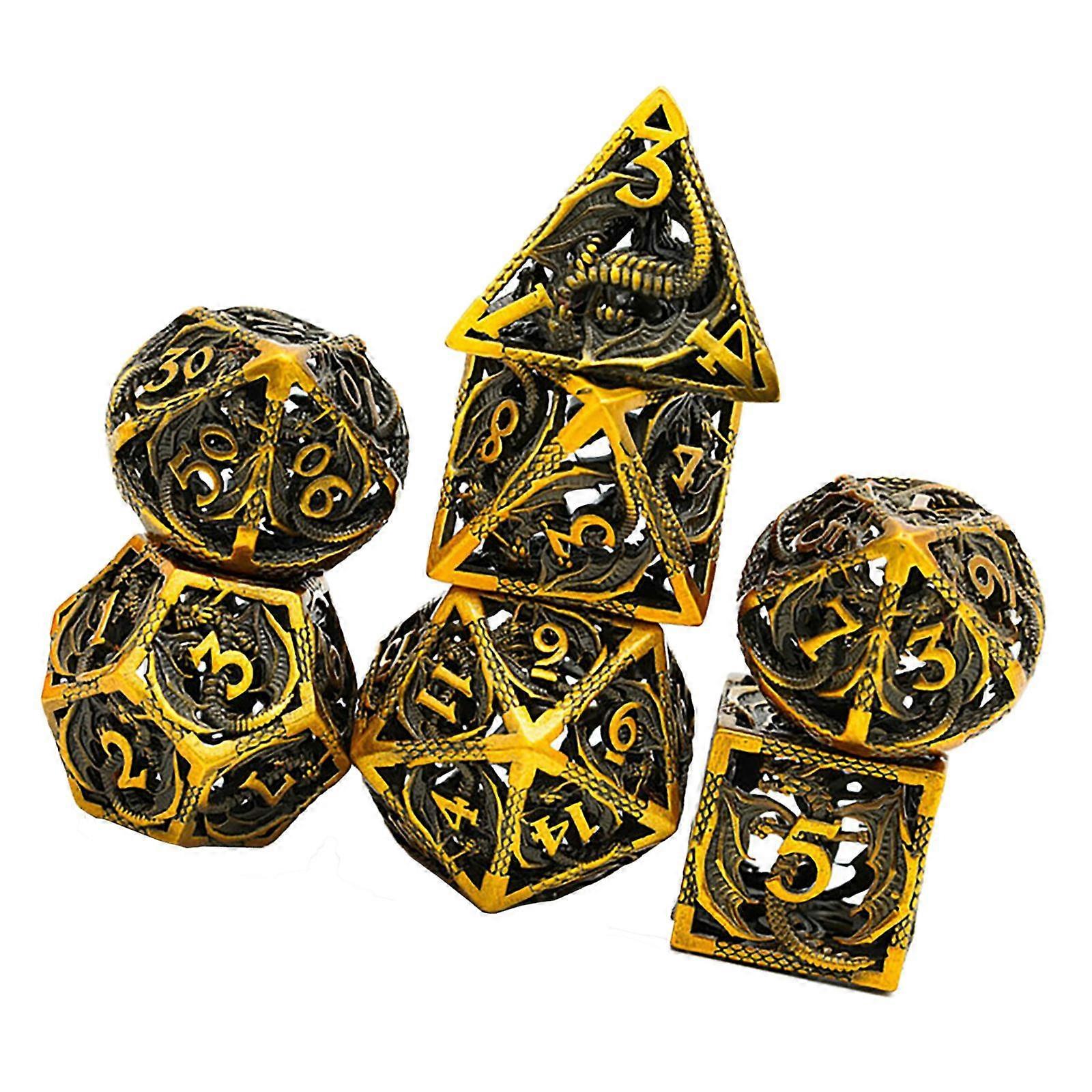 7Pcs/Set Metal Polyhedral Dice For DND RPG Game with Metal Box