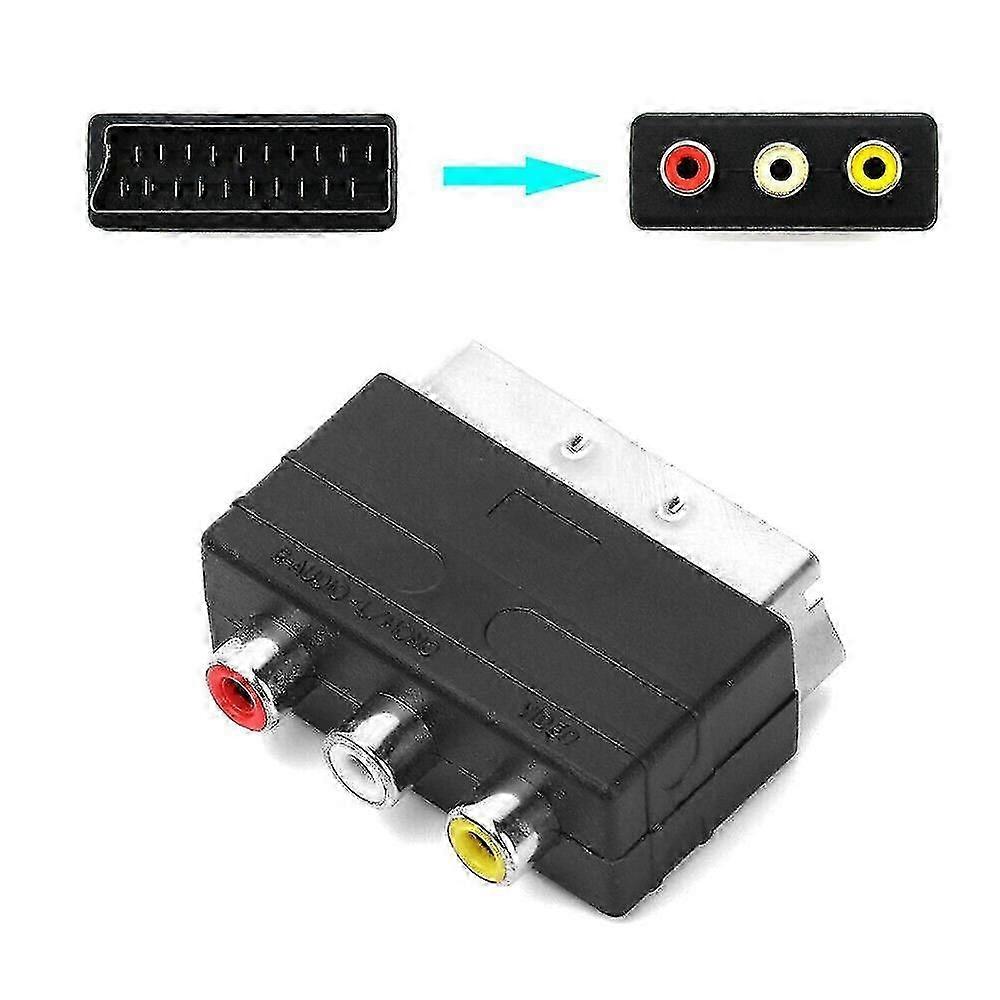 Scart to 3rca av adapter out type broom head to lotus head scart signal to rca in signal
