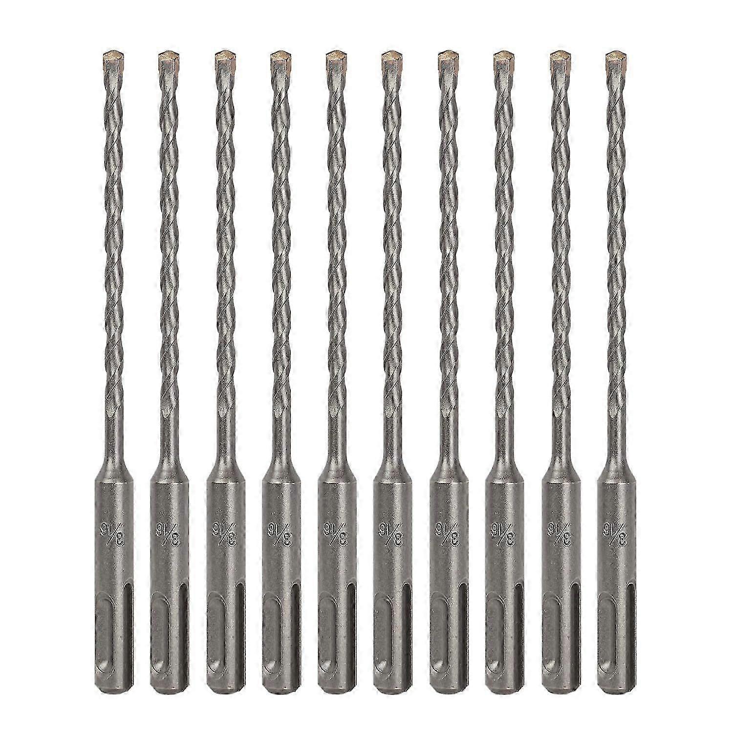 10-Pack SDS Plus 3/16" x 6" Rotary Hammer Drill Bits, Carbide Tipped for Brick