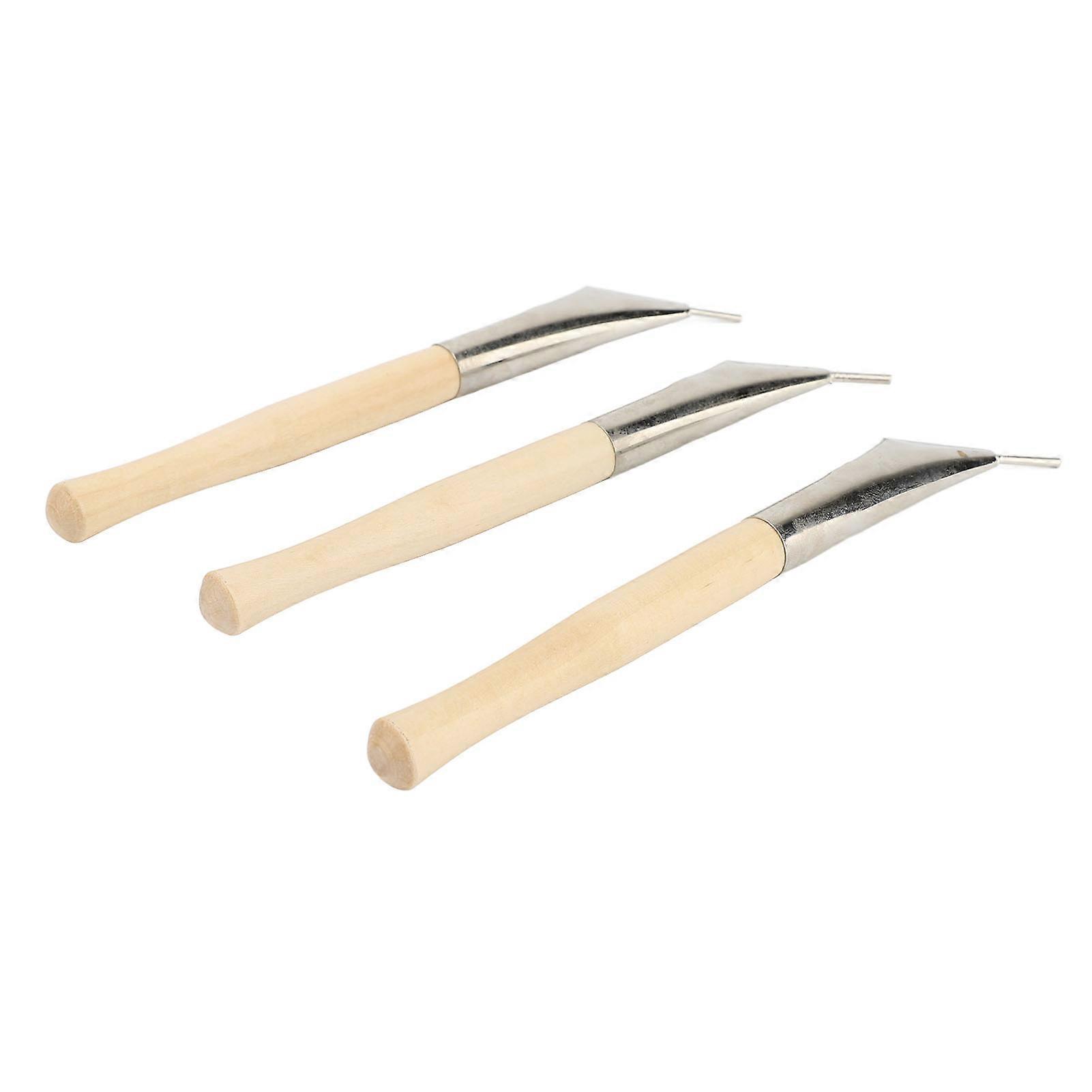 Pottery Batik Printing Pens - 3Pcs for Fabric Drawing, Beech & Stainless Steel Clay Carving Tools