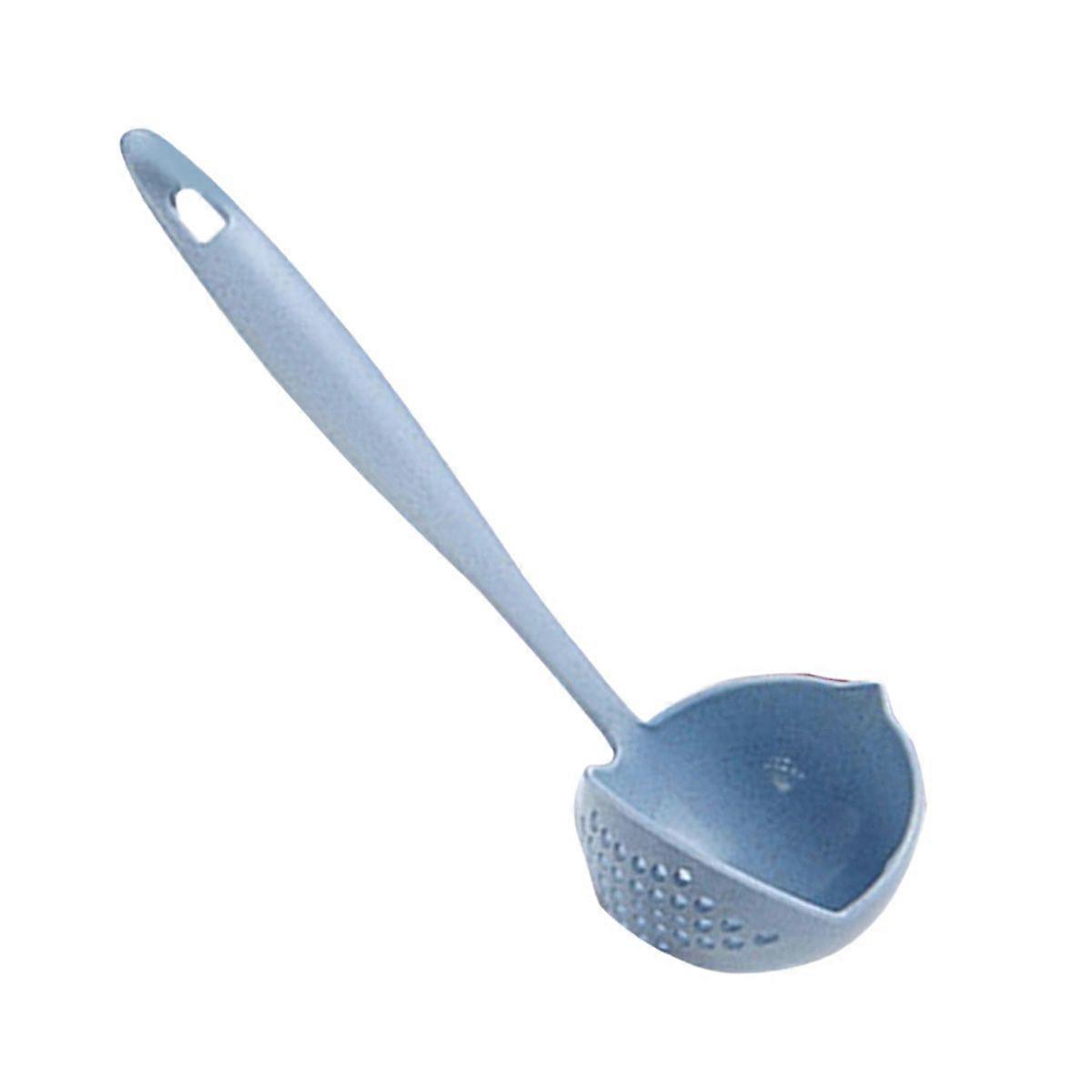 Long Handle Colander 2 in 1 Kitchen Anti Scald Long Handle Round Filter Colander Spoon Tableware,Blue