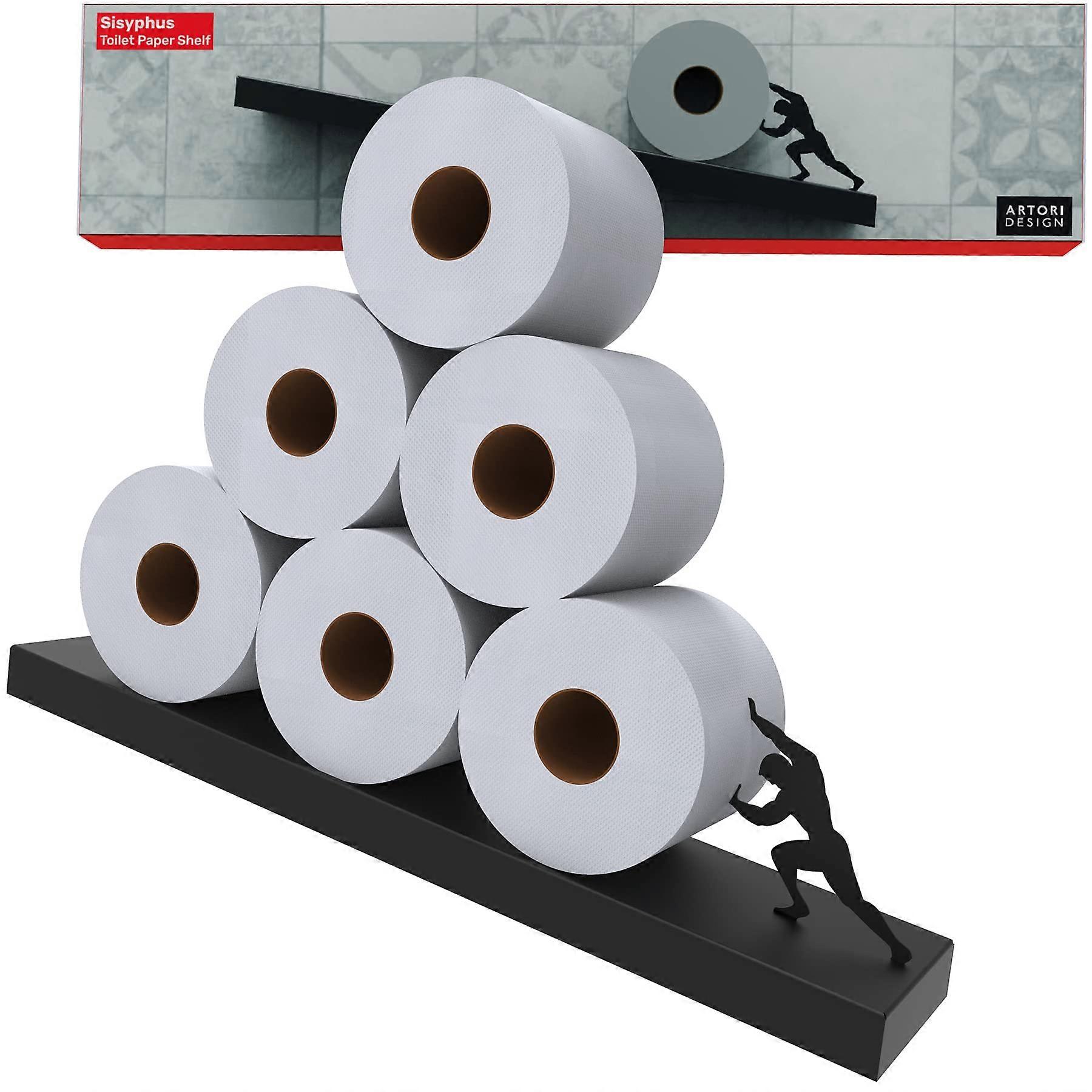 Black Floating Toilet Paper Shelf Storage for Bathroom Wall Decorations