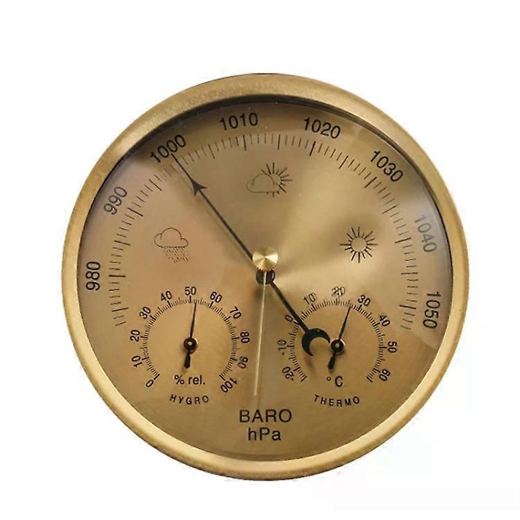 Digital Thermometer Hygrometer-132mm Wall Mounted Barometer,High Accuracy,(Gold) Gold