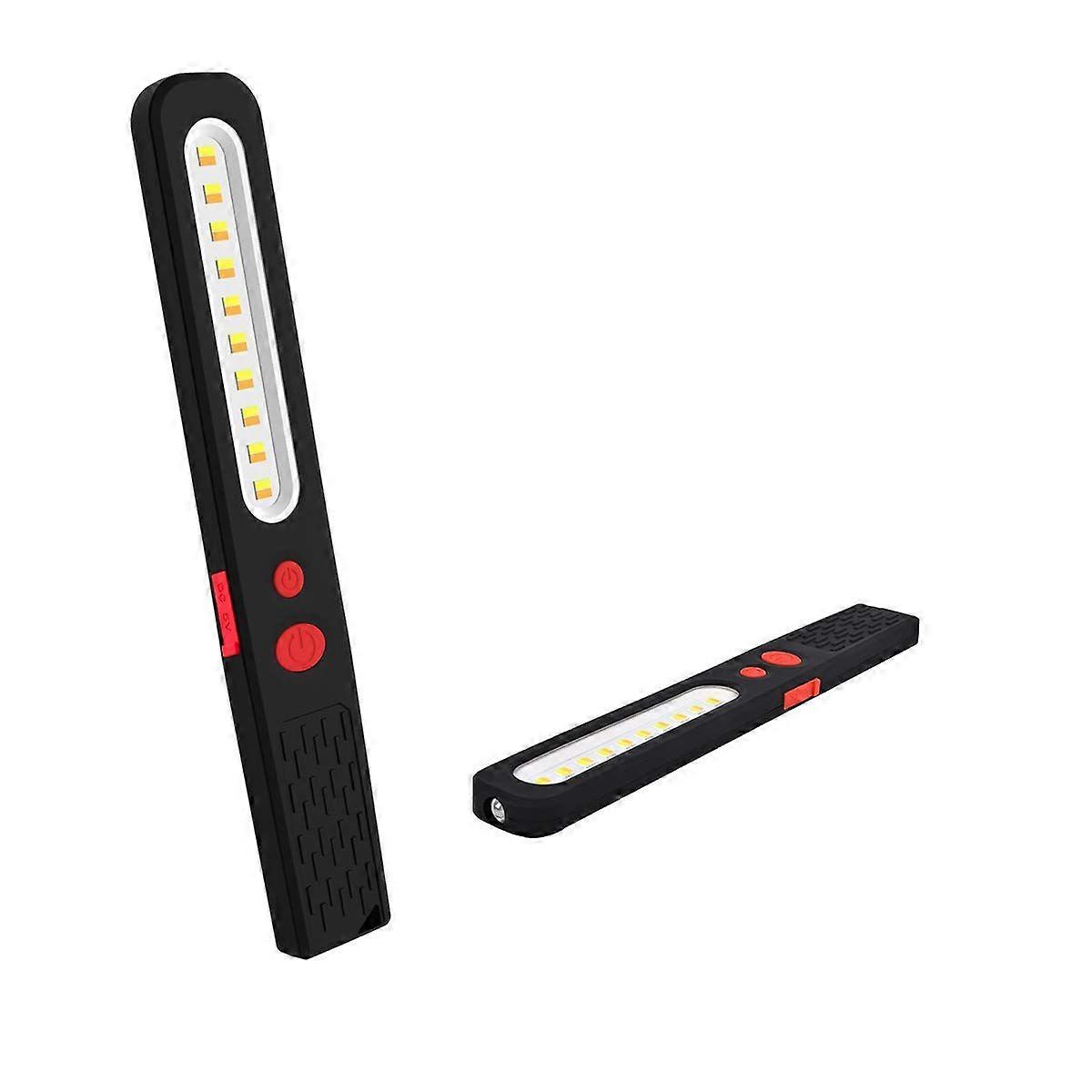 Rechargeable LED Work Light 2 in 1 Dual Color 5W COB LED Inspection Light and Flashlight with Dual Magnet for Garage Workshop Camping etc. Black Red