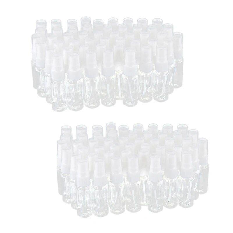 AD-100-Pack Empty Clear Plastic Fine Mist Spray Bottles With Microfiber Cleaning Cloth, 20Ml Refillable Container