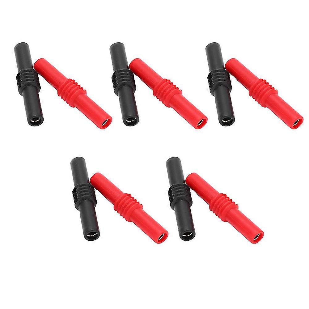 Pack of 10 banana plug coupling PVC 4 mm banana socket banana plug extender accessories for electrical numerical tests, red and black