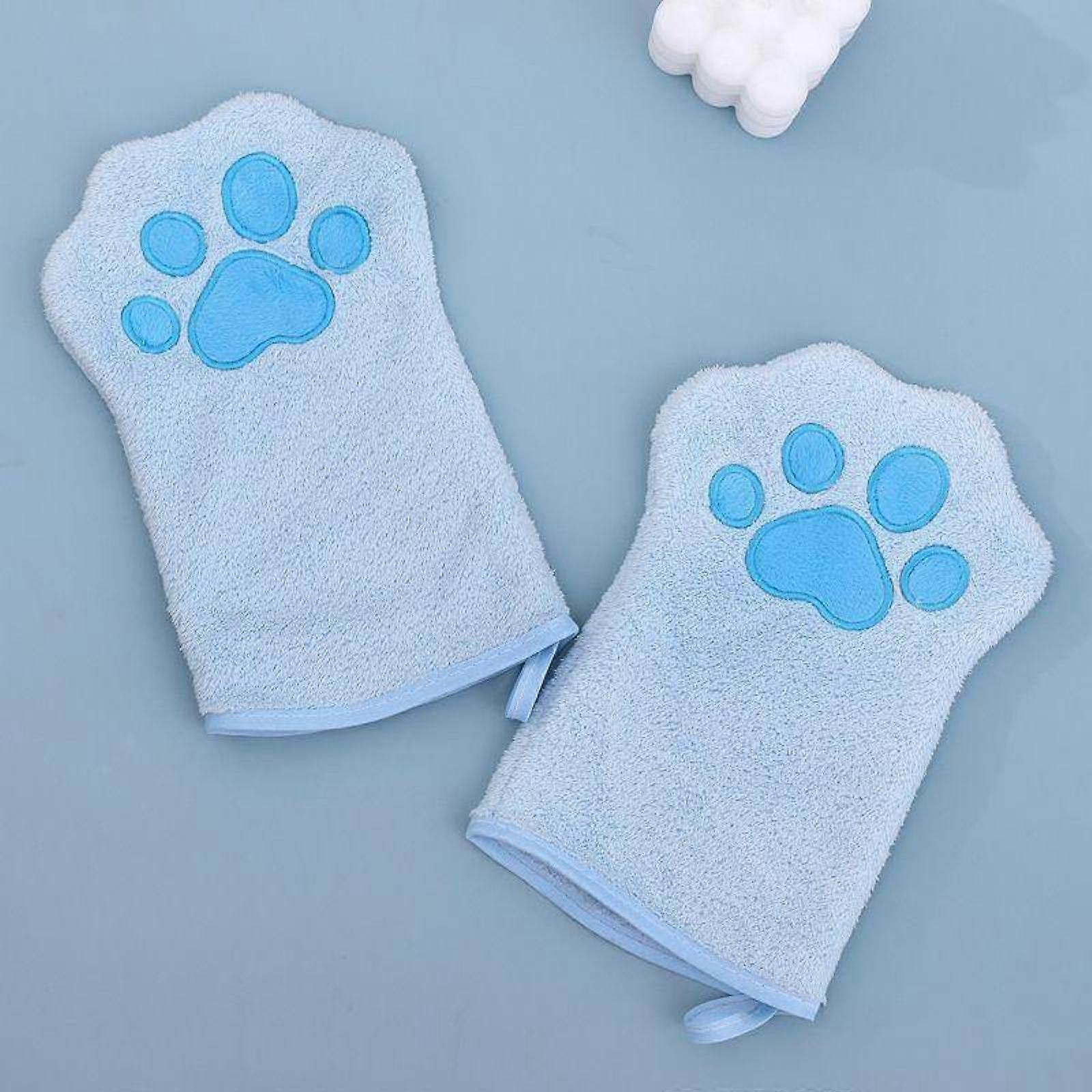High Quality Pet Glove Towel for Dog Soft and Absorbent Fabric with Hanging Grip for Convenient Use Blue 2