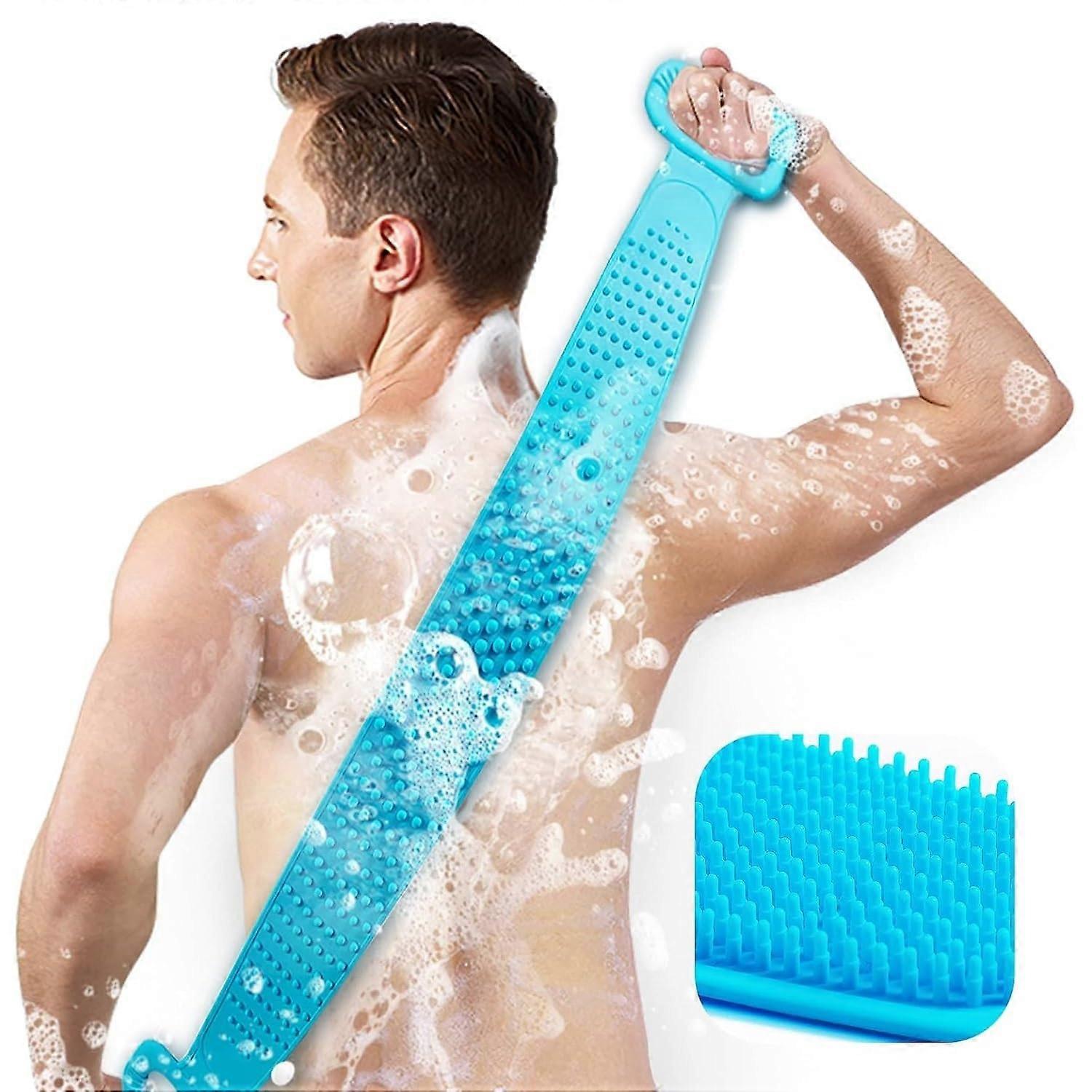 Peeling scrubbber for a shower with handles, 30 -inch double -sided exfoliator body rubbing towel