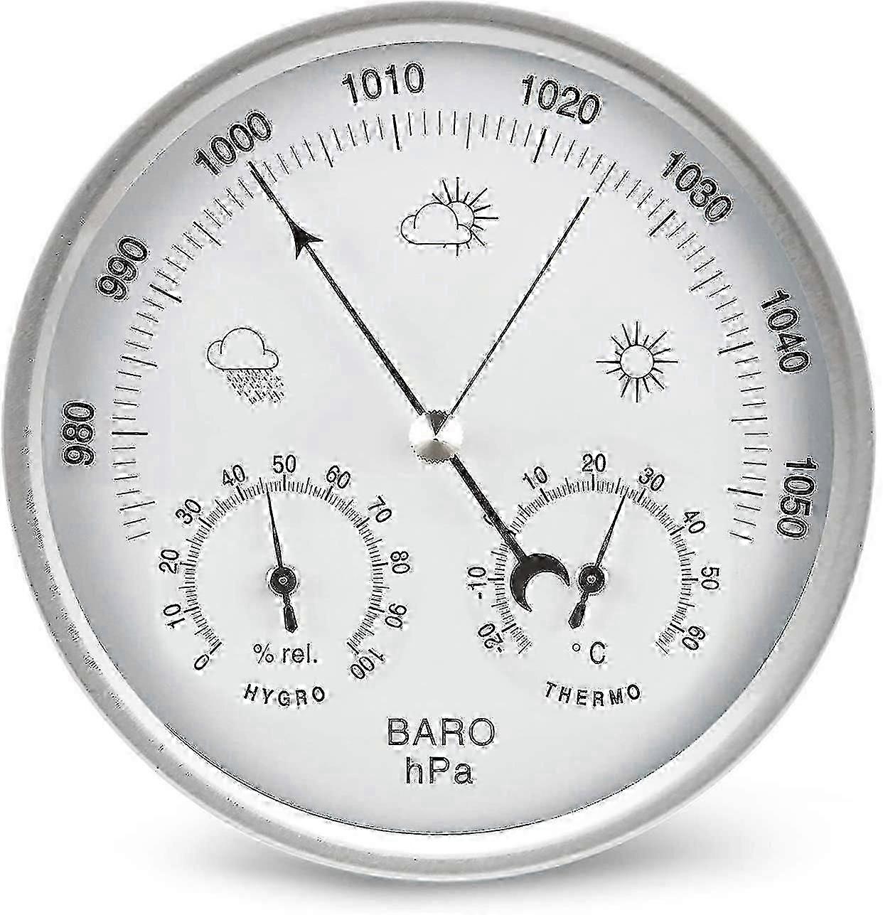 Dial-Type Weather Station: Barometer with Thermometer & Hygrometer for Pressure Measures