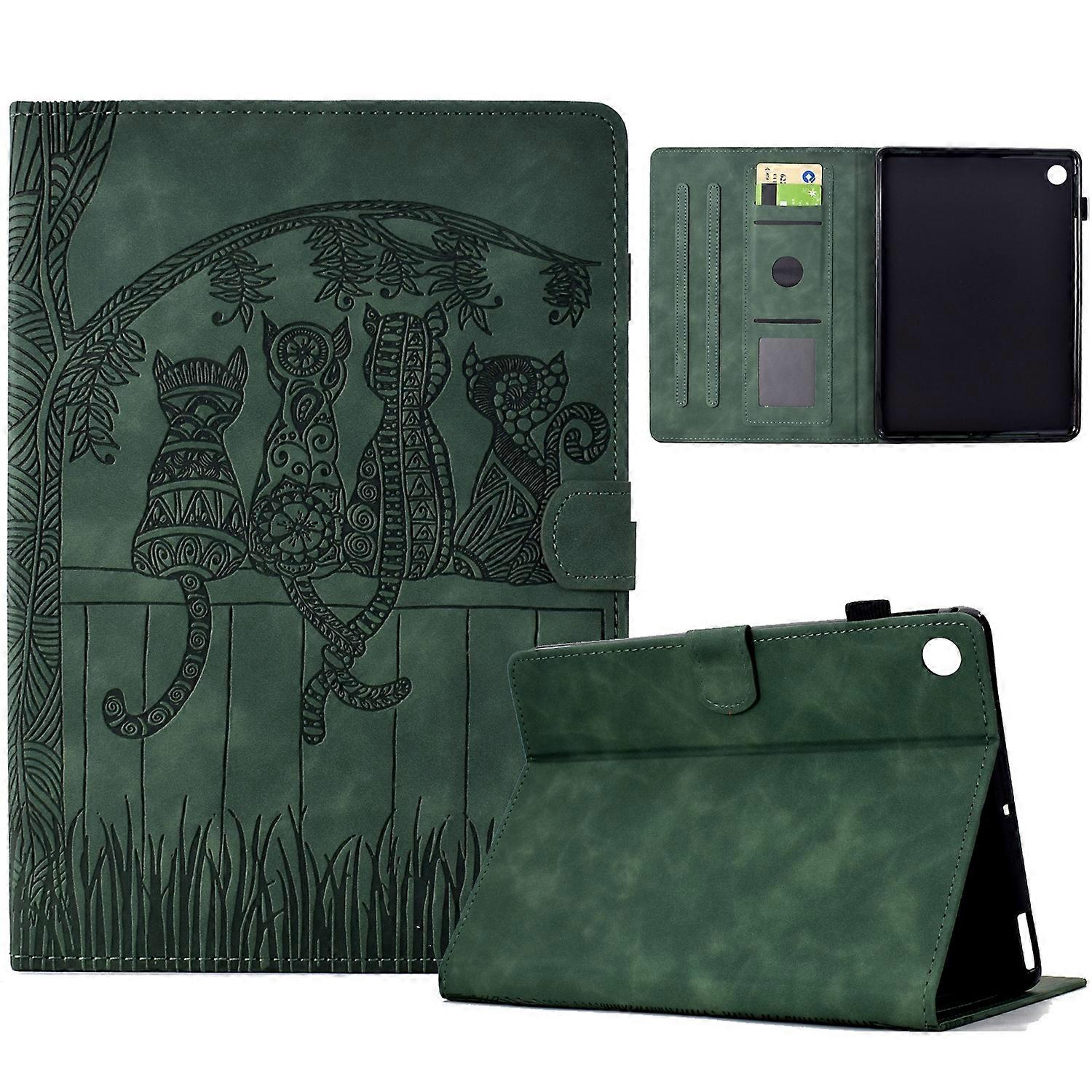 Cats Embossed Leather Tablet Case