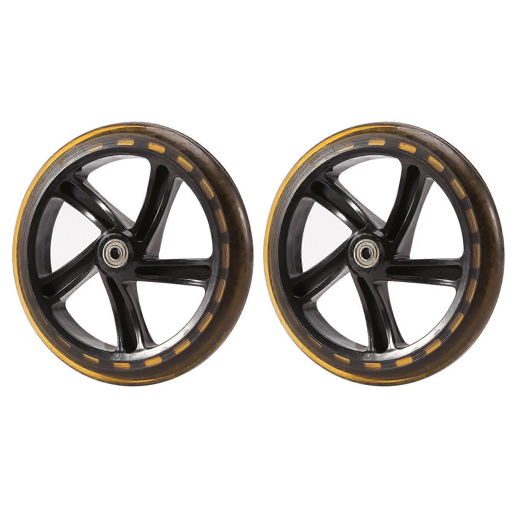 2 st. sparkcykelhjul 200 mm PU-materialhjul, transparent svart