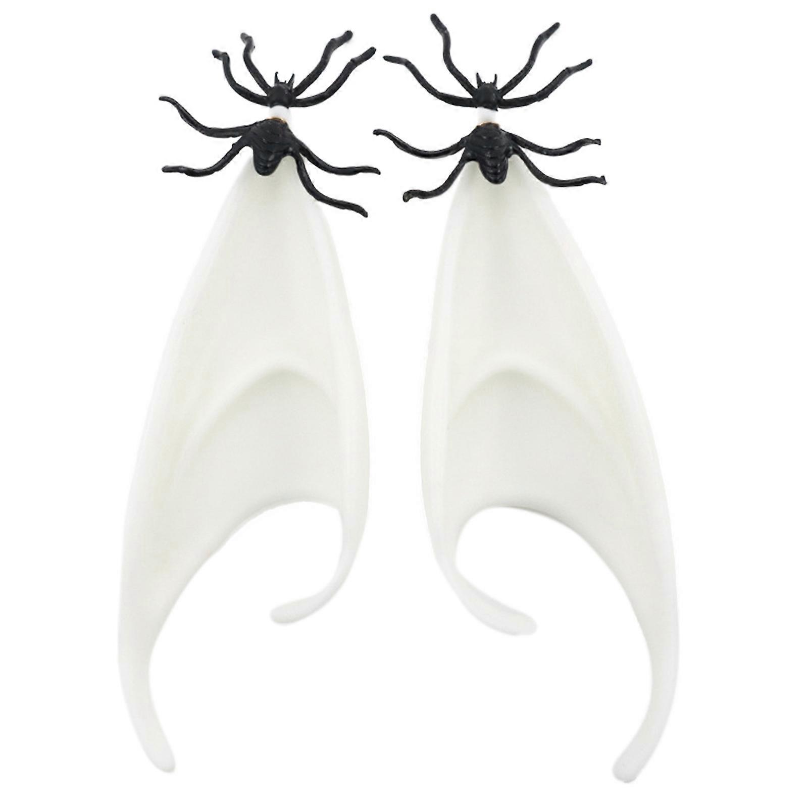2Pcs Elf Ear Vampire Fairy Ears Elf Ears Soft Pointed Goblin Ears Masquerade Elven Ears for Cosplay Halloween Party white spider