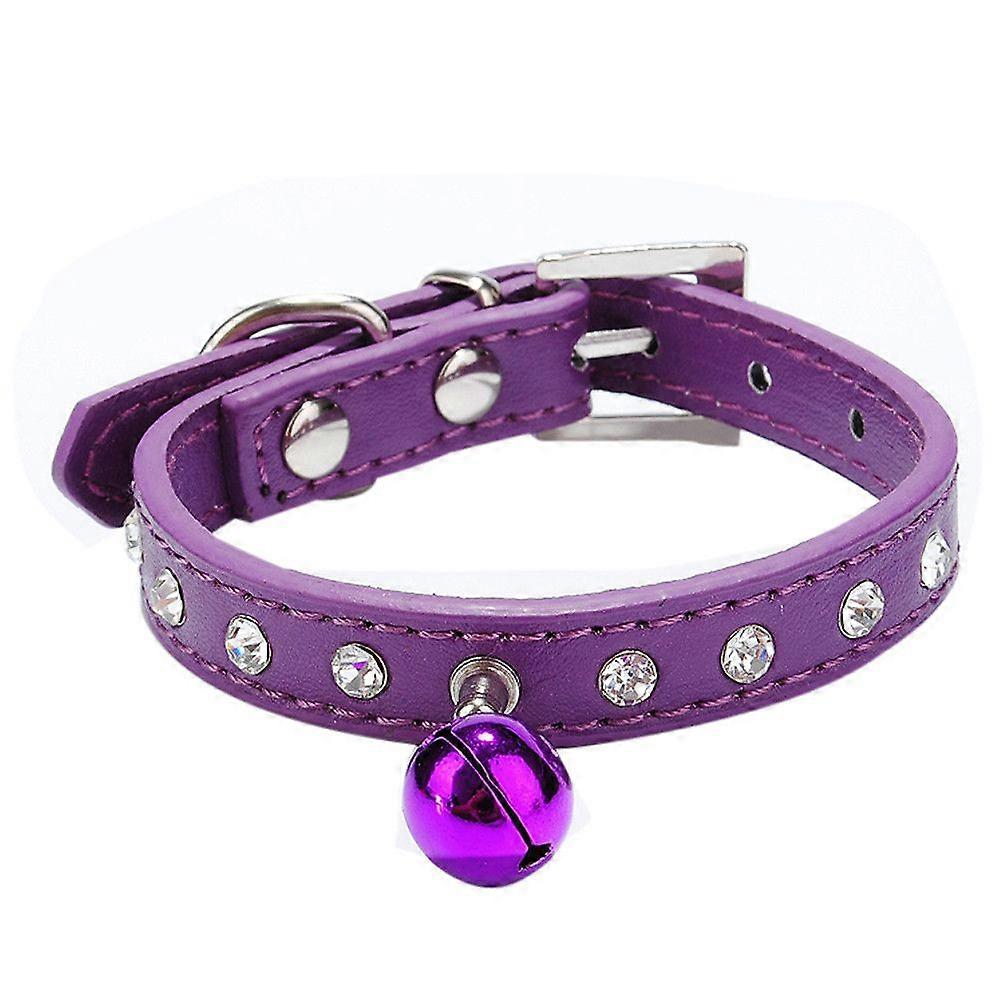 Dog collar, dog pet puppy cat gold crystal necklace with small bells, stylish and beautiful appearance, suitable for small dogs (1.5*19-25cm)