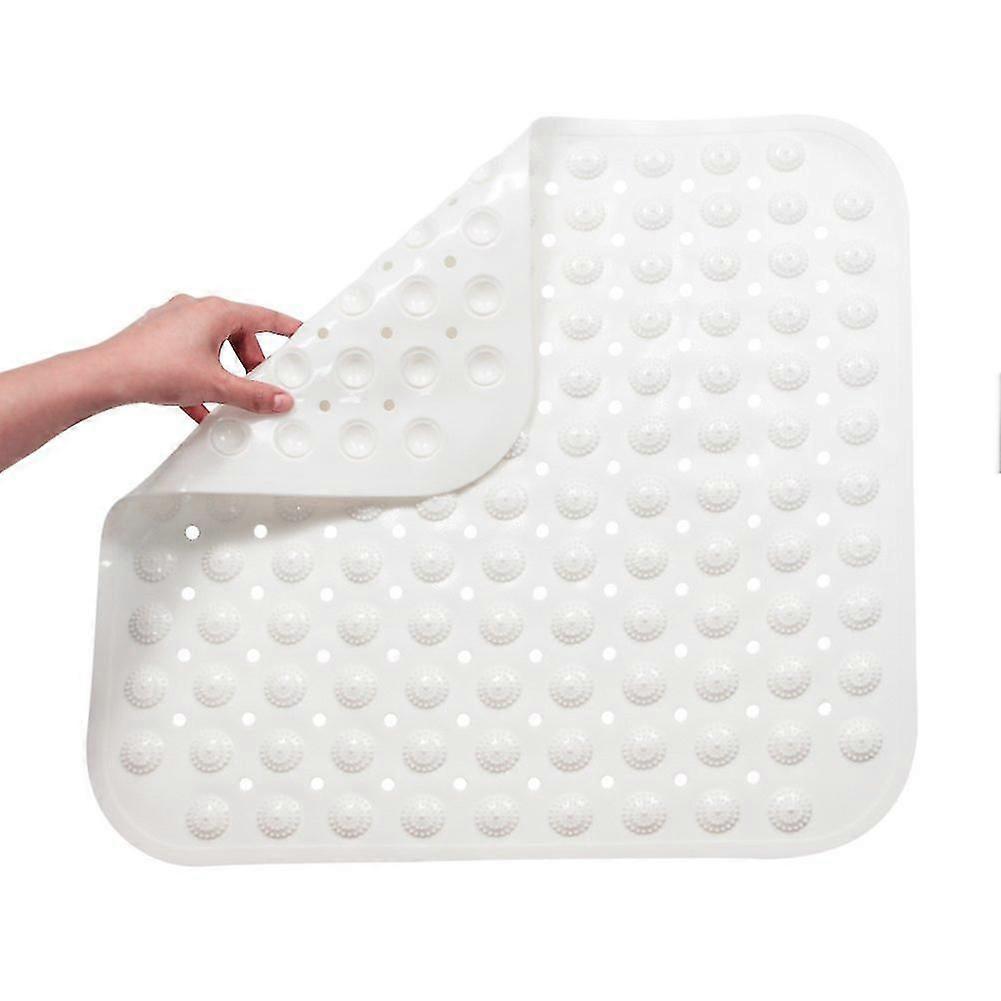 أبيض 48 * 48 سم حصيرة حمام مضادة للانزلاق ، شكل مربع العفن مقاومة دش حصيرة بولي كلوريد الفينيل حوض الاستحمام حصيرة مع أكواب شفط ، مضاد للجراثيم دائم تدليك القدم حصيرة ل