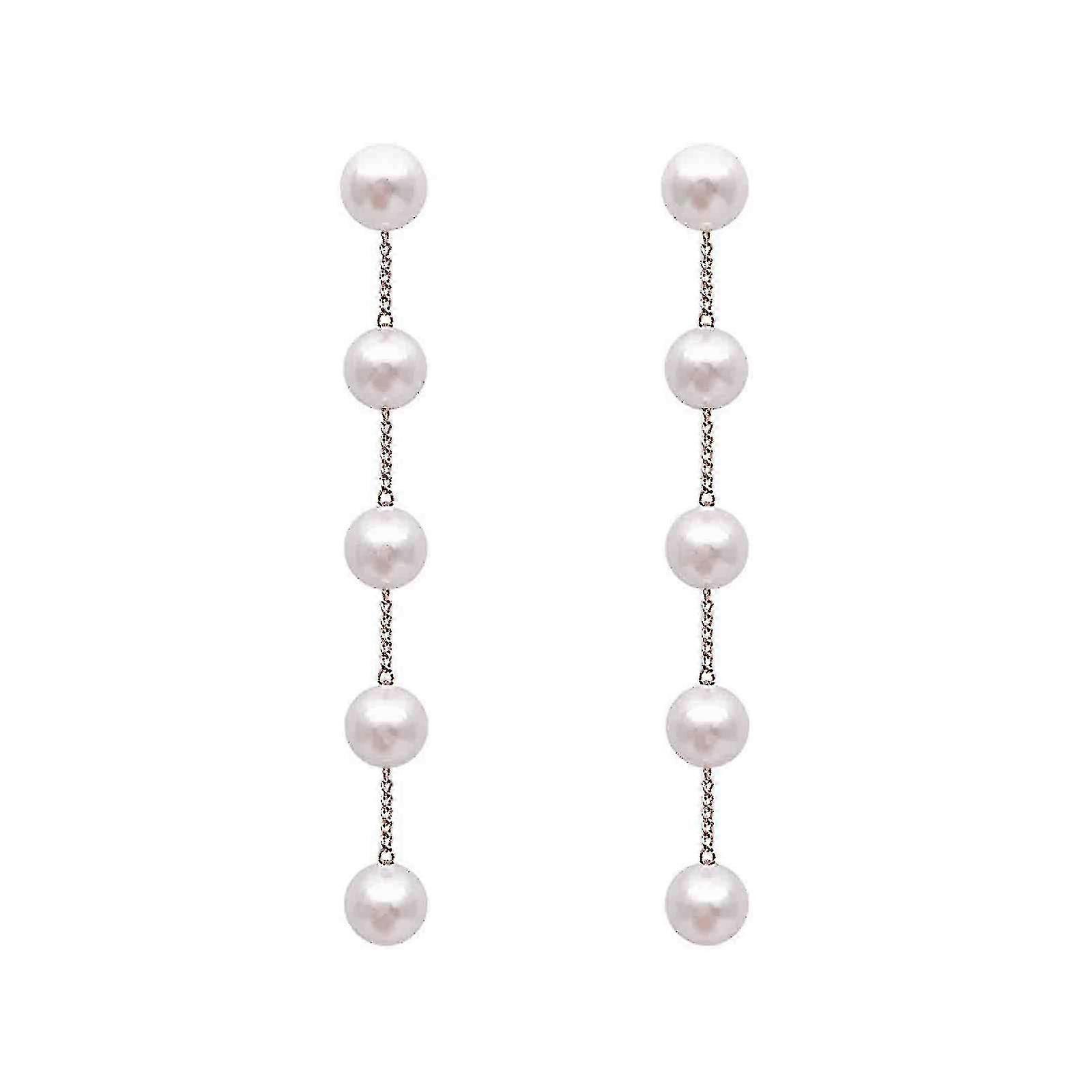 Temperament Pearl Earrings Chain Tassel Long Earrings