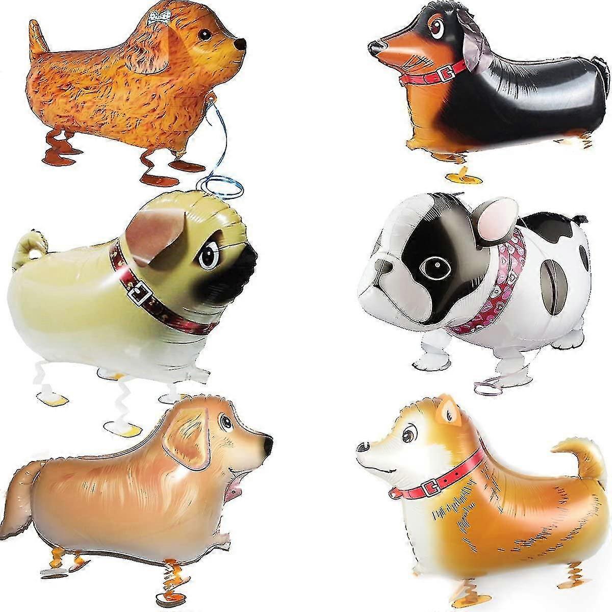 ウォーキング動物風船ペットの犬の風船 - 6pcs子犬の誕生日パーティーは子供の風船動物のテーマの誕生日パーティーの装飾を供給します
