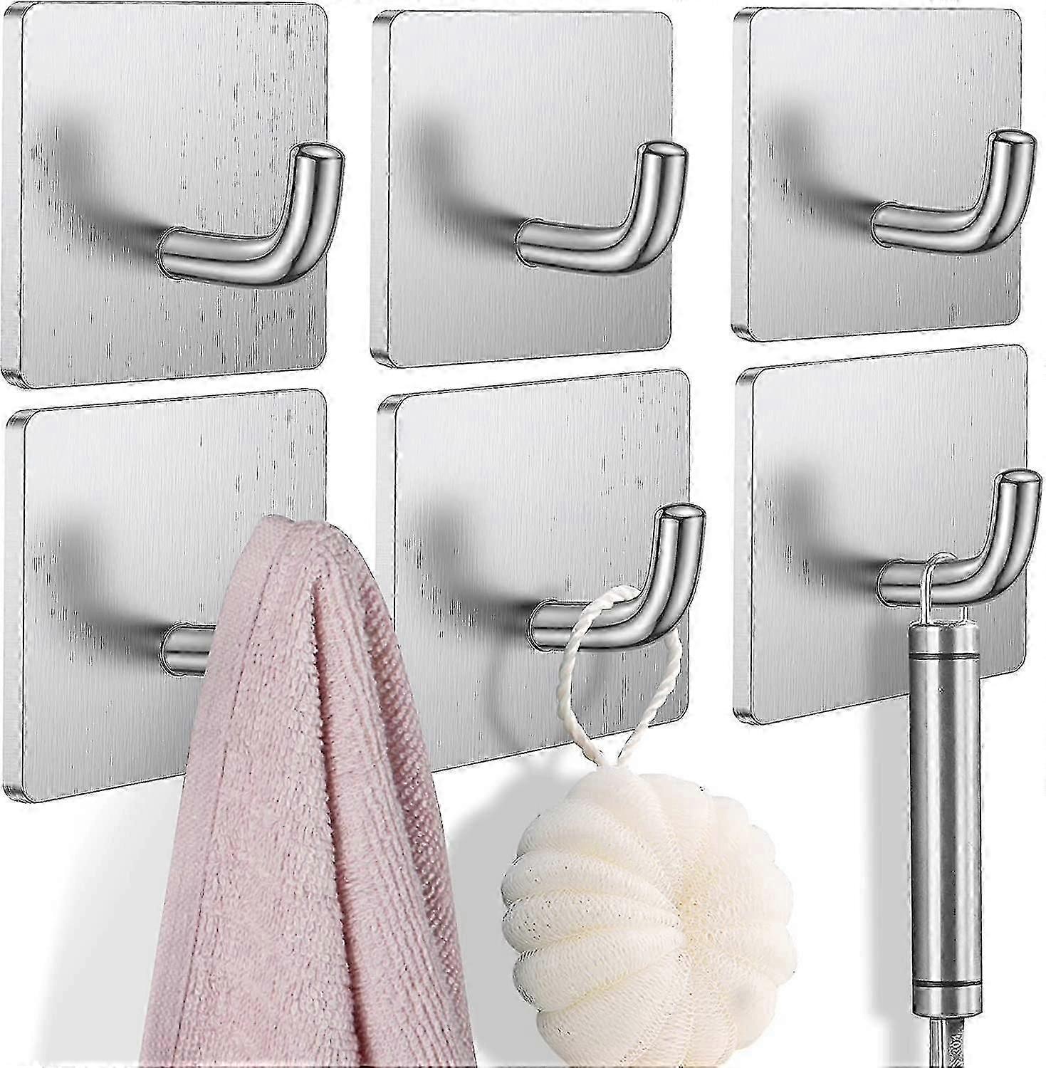 Adhesive Hooks Heavy Duty Stick On Wall Hooks Towel Hooks Door Hooks Waterproof Stainless Steel Adhesive Towel Hooks Adhesive Holders For Hanging Clot